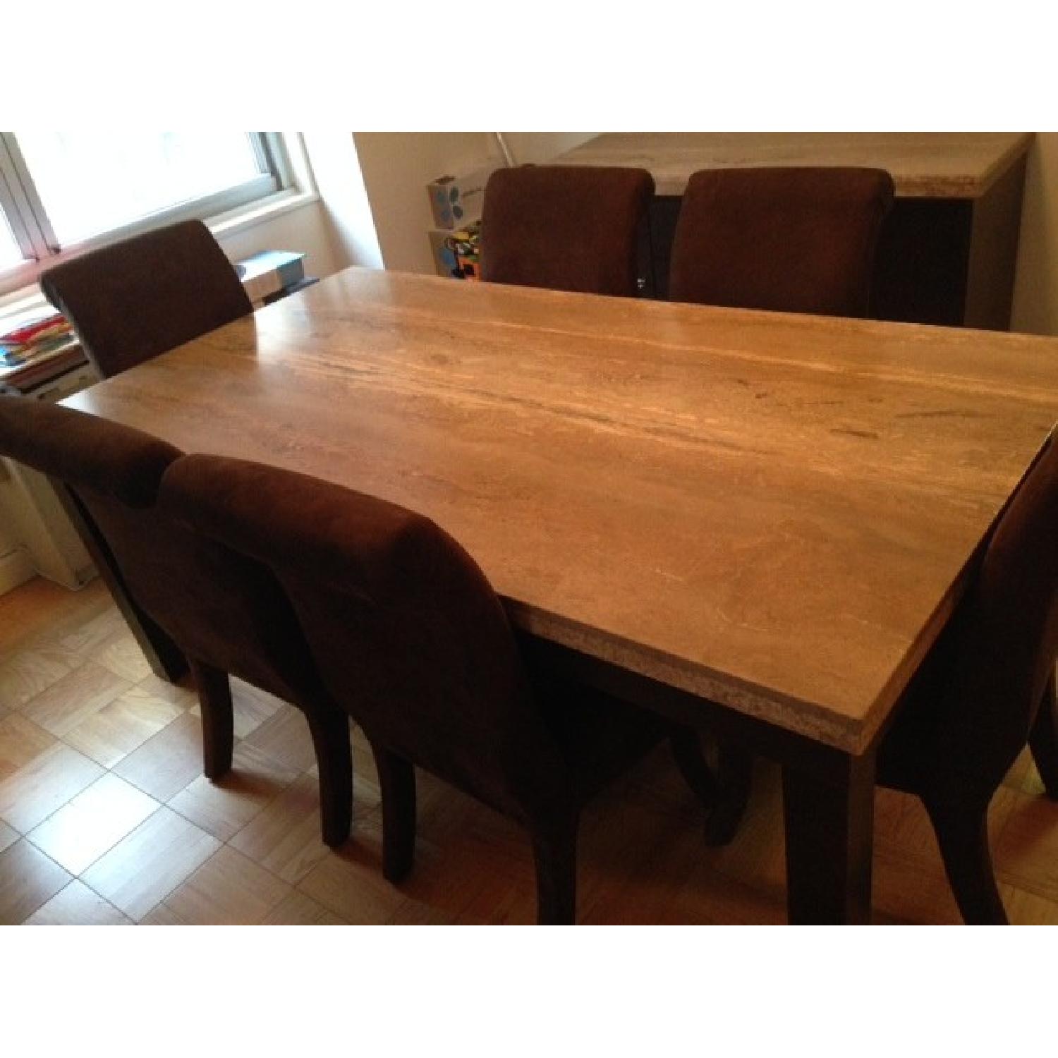 Fortunoff Marble Dining Table w/ 6 Chairs AptDeco