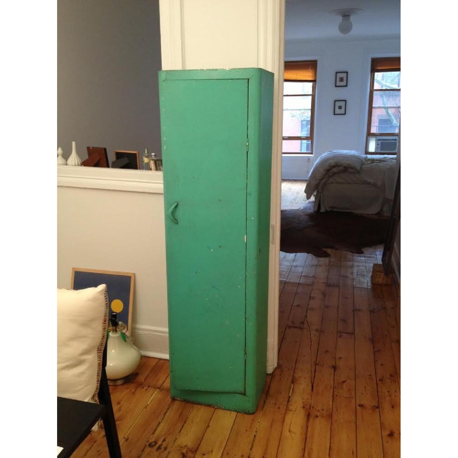 Vintage Teal Metal Locker Cabinet - image-1
