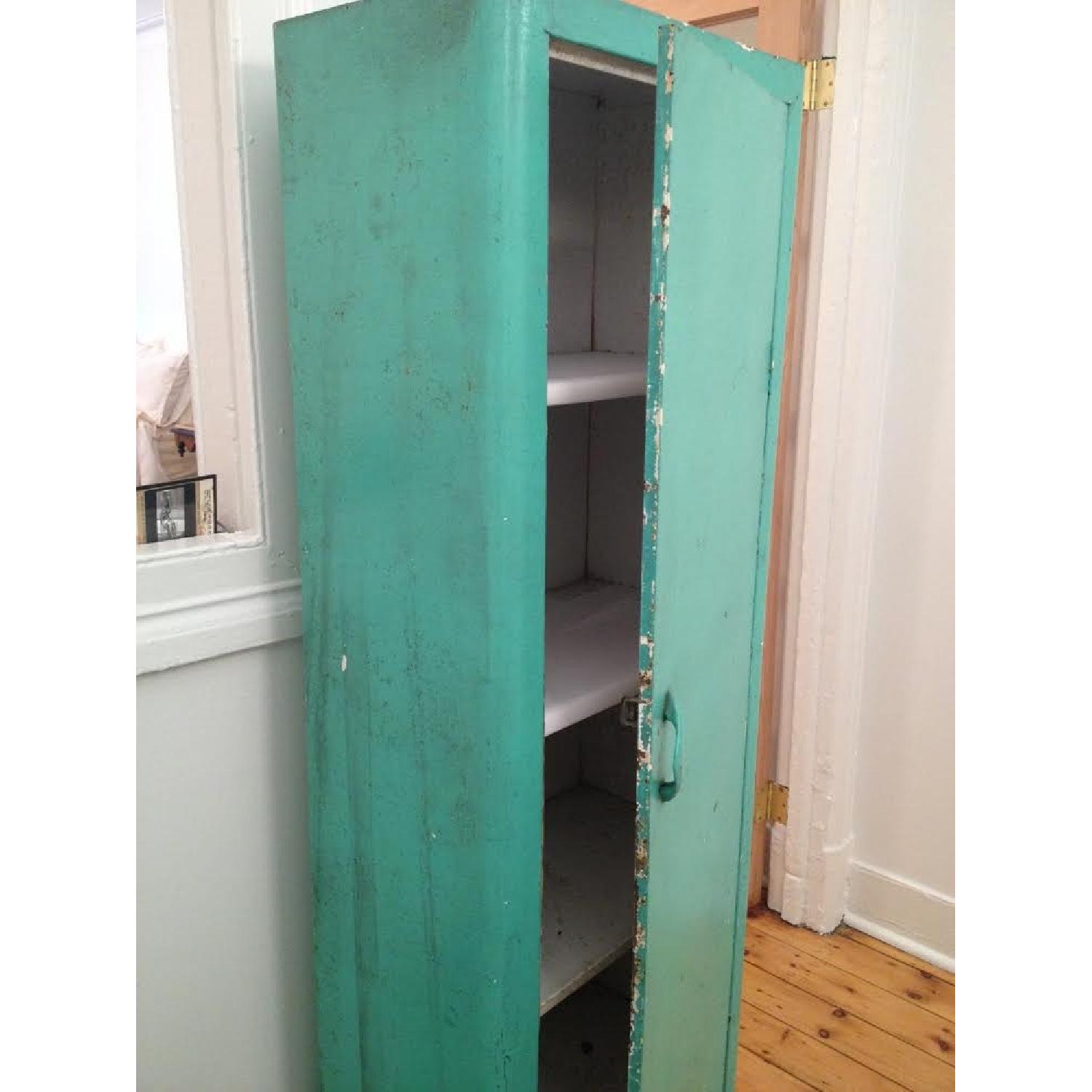Vintage Teal Metal Locker Cabinet - image-2