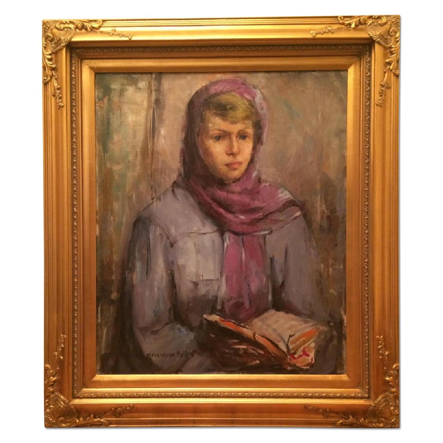 Lady Reading A Book Oil Painting Canvas - image-0