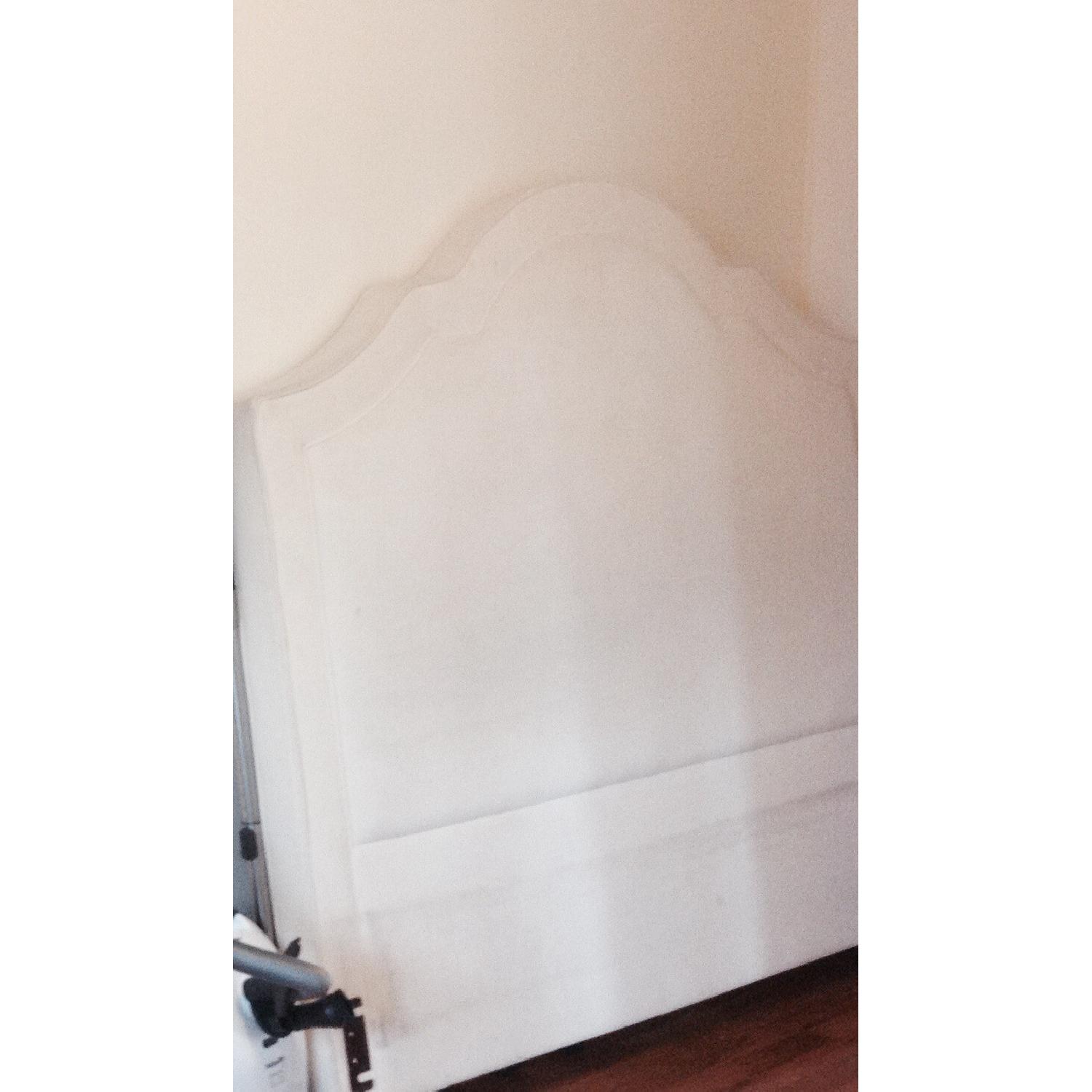 Restoration Hardware White Velvet Queen Headboard - image-1