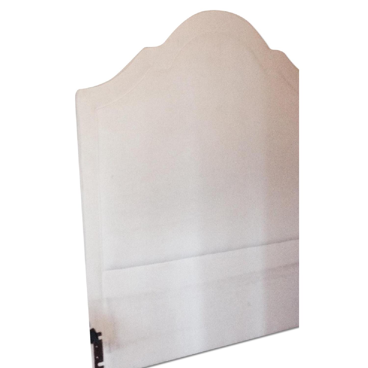 Restoration Hardware White Velvet Queen Headboard - image-0