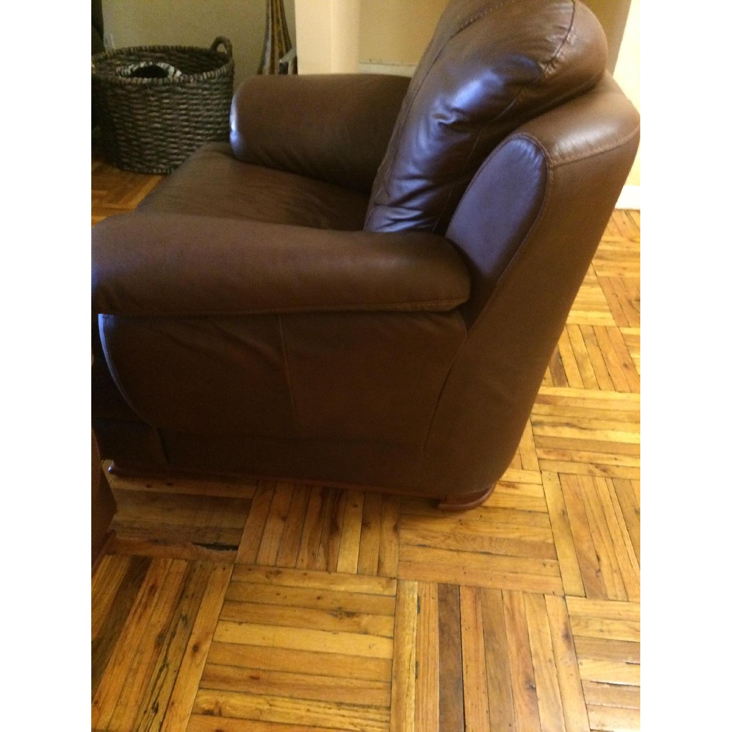 Chocolate Brown Leather Sofa Set - image-4
