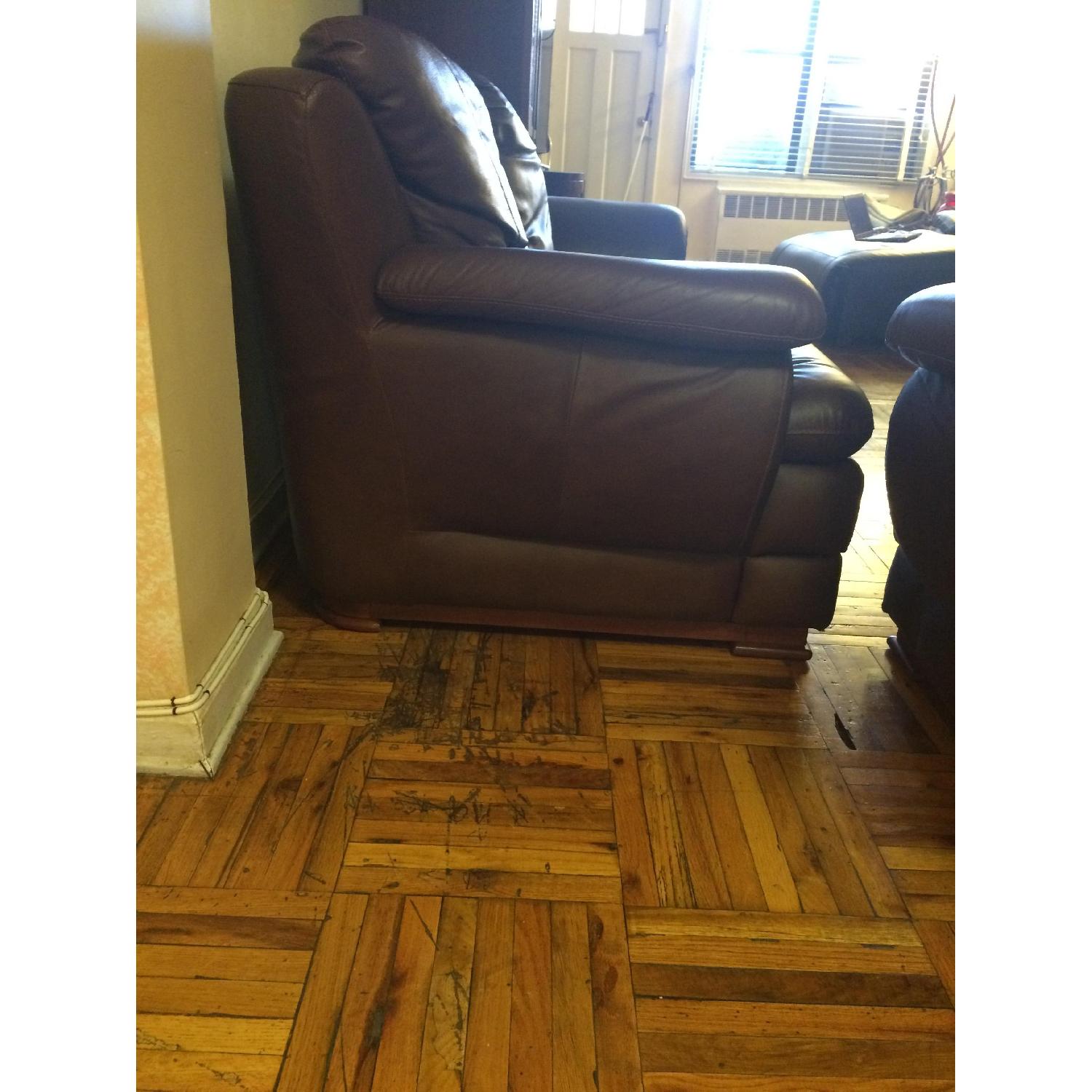 Chocolate Brown Leather Sofa Set - image-5