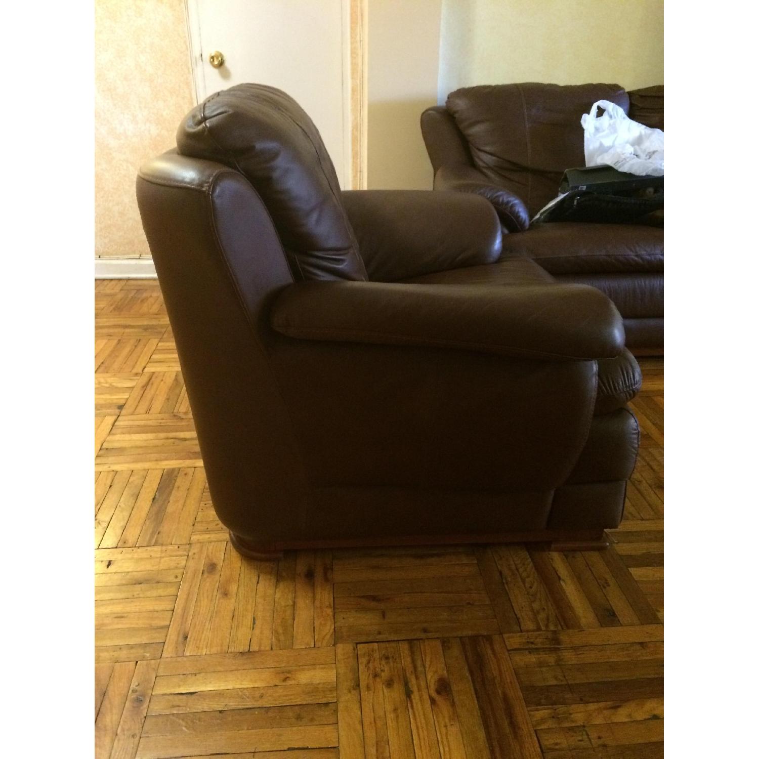 Chocolate Brown Leather Sofa Set - image-6