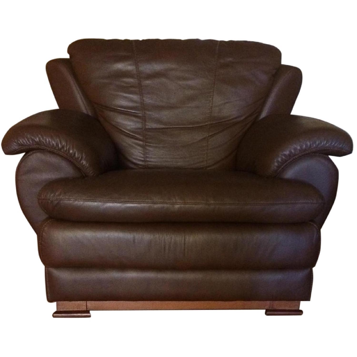 Chocolate Brown Leather Sofa Set - image-9