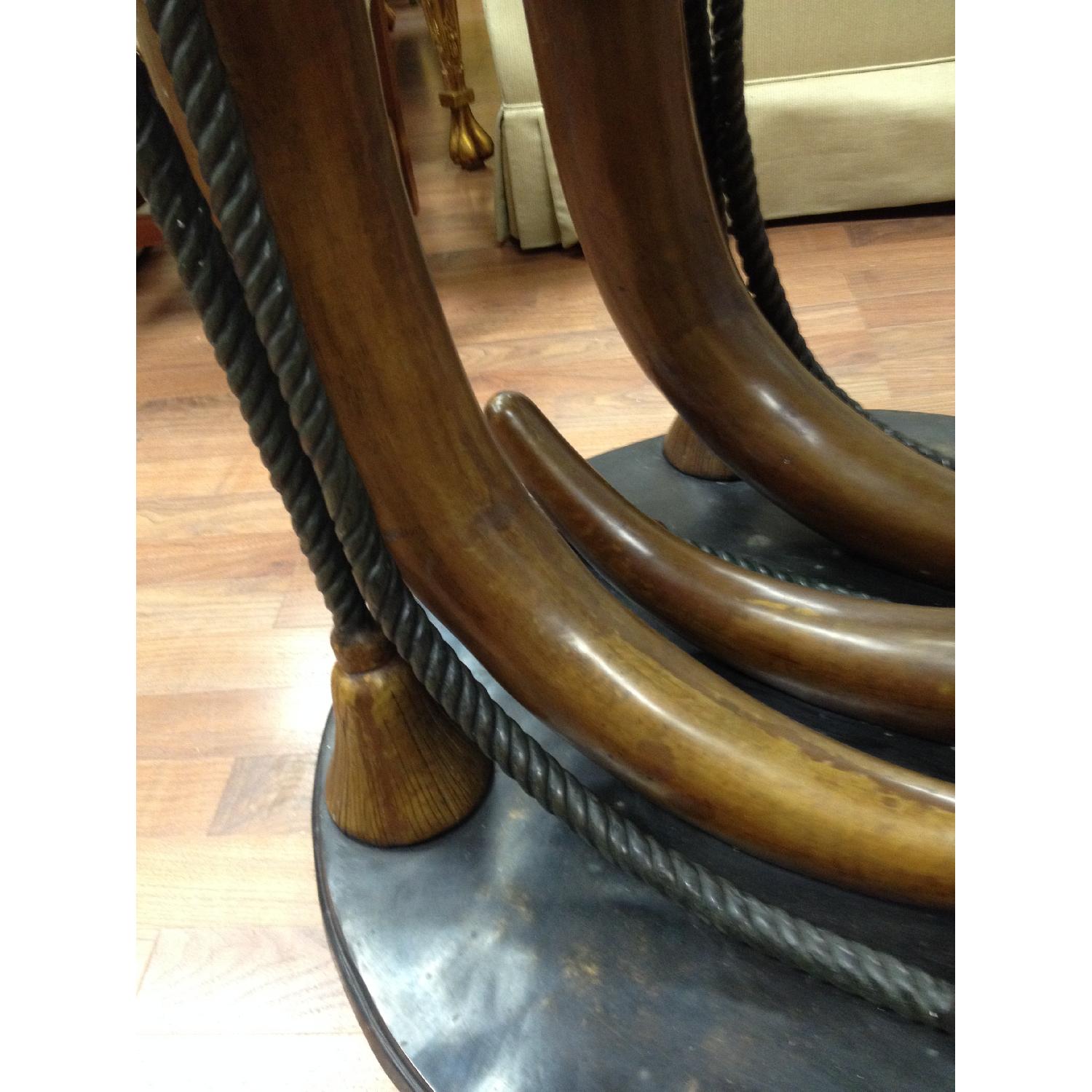 Bronze Elephant Tusk Sculptured Base Accent Dining Table - image-2