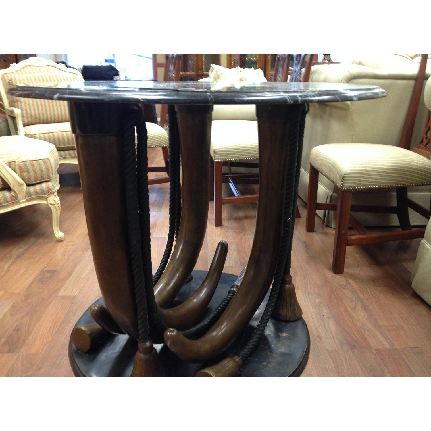 Bronze Elephant Tusk Sculptured Base Accent Dining Table - image-3