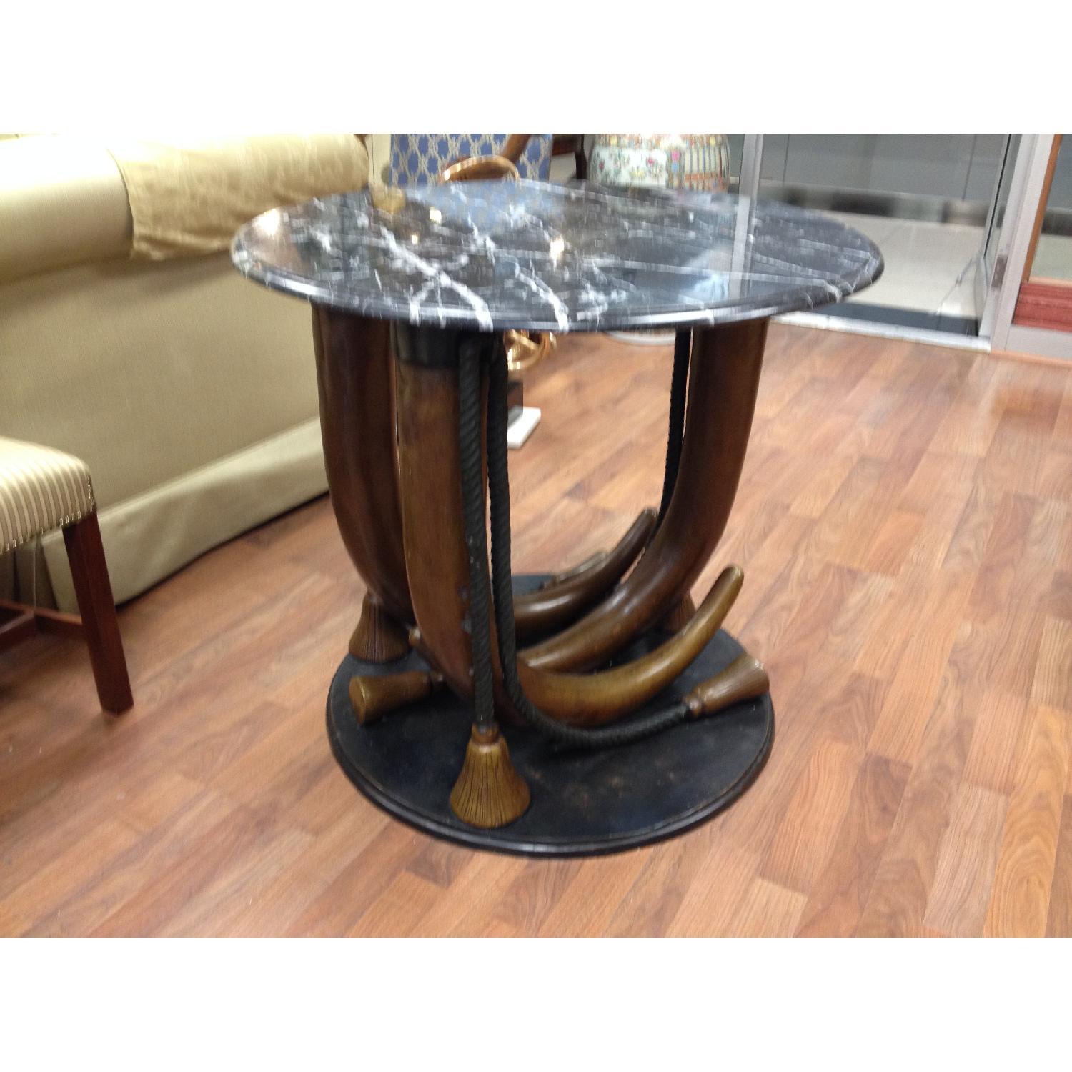 Bronze Elephant Tusk Sculptured Base Accent Dining Table - image-4