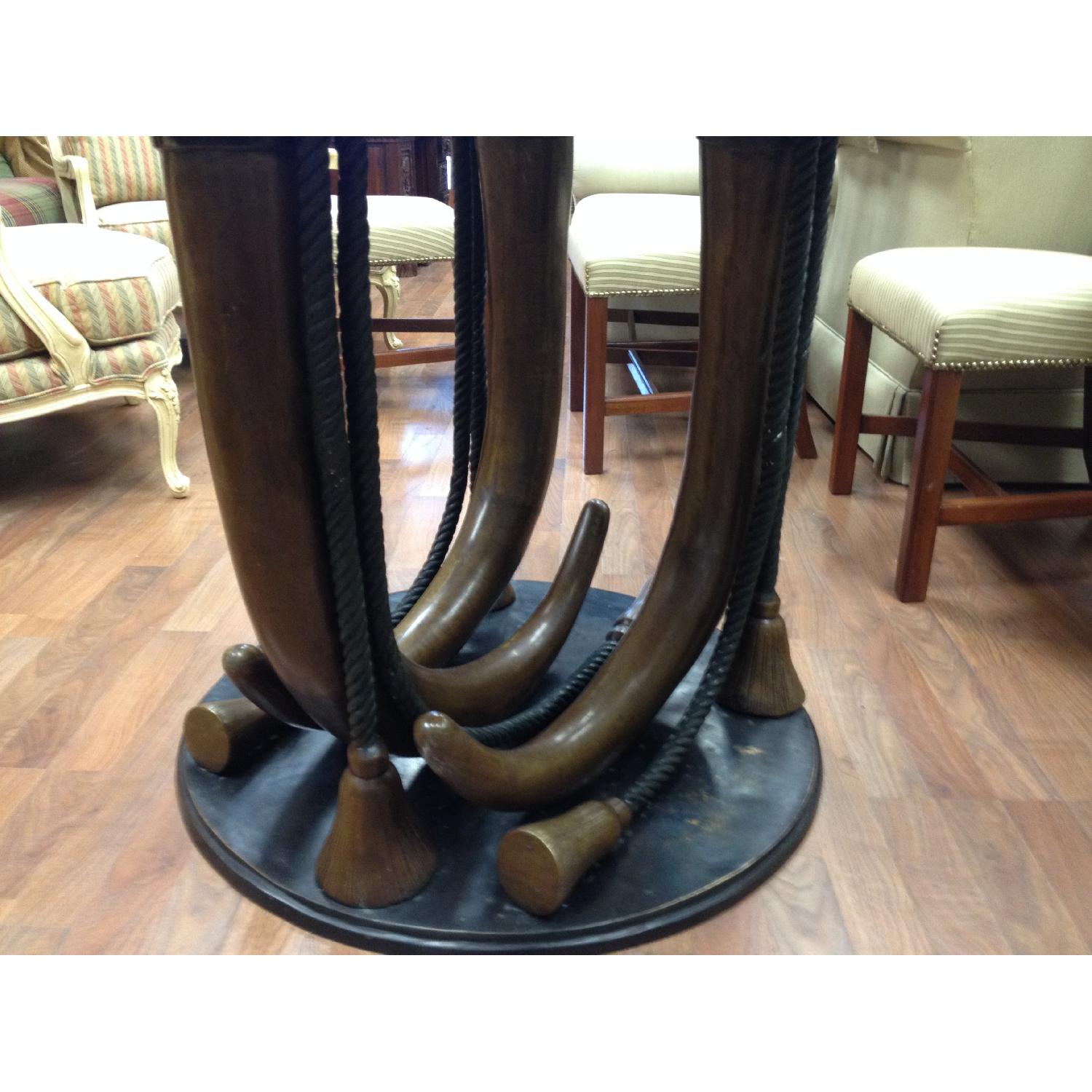 Bronze Elephant Tusk Sculptured Base Accent Dining Table - image-5
