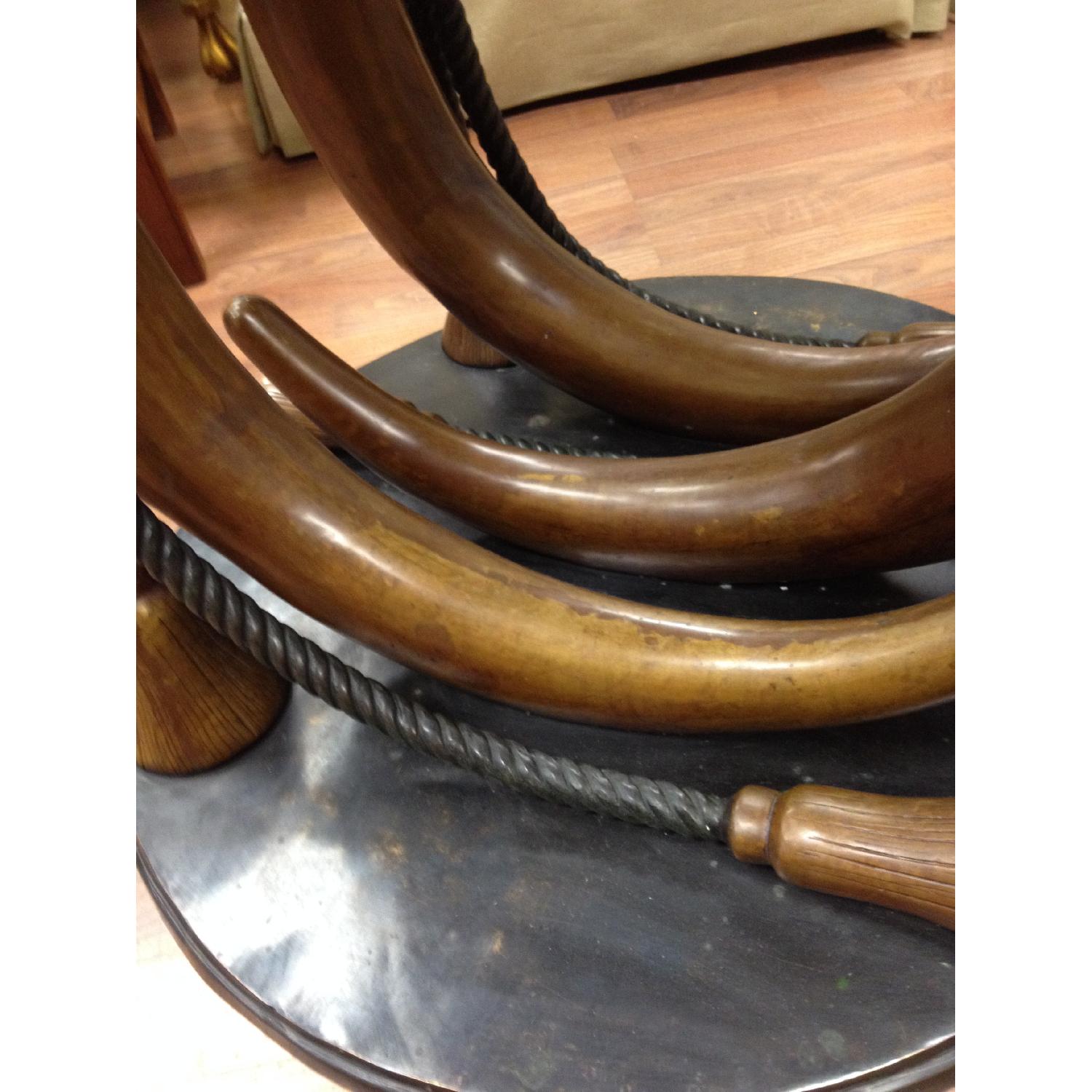Bronze Elephant Tusk Sculptured Base Accent Dining Table - image-6