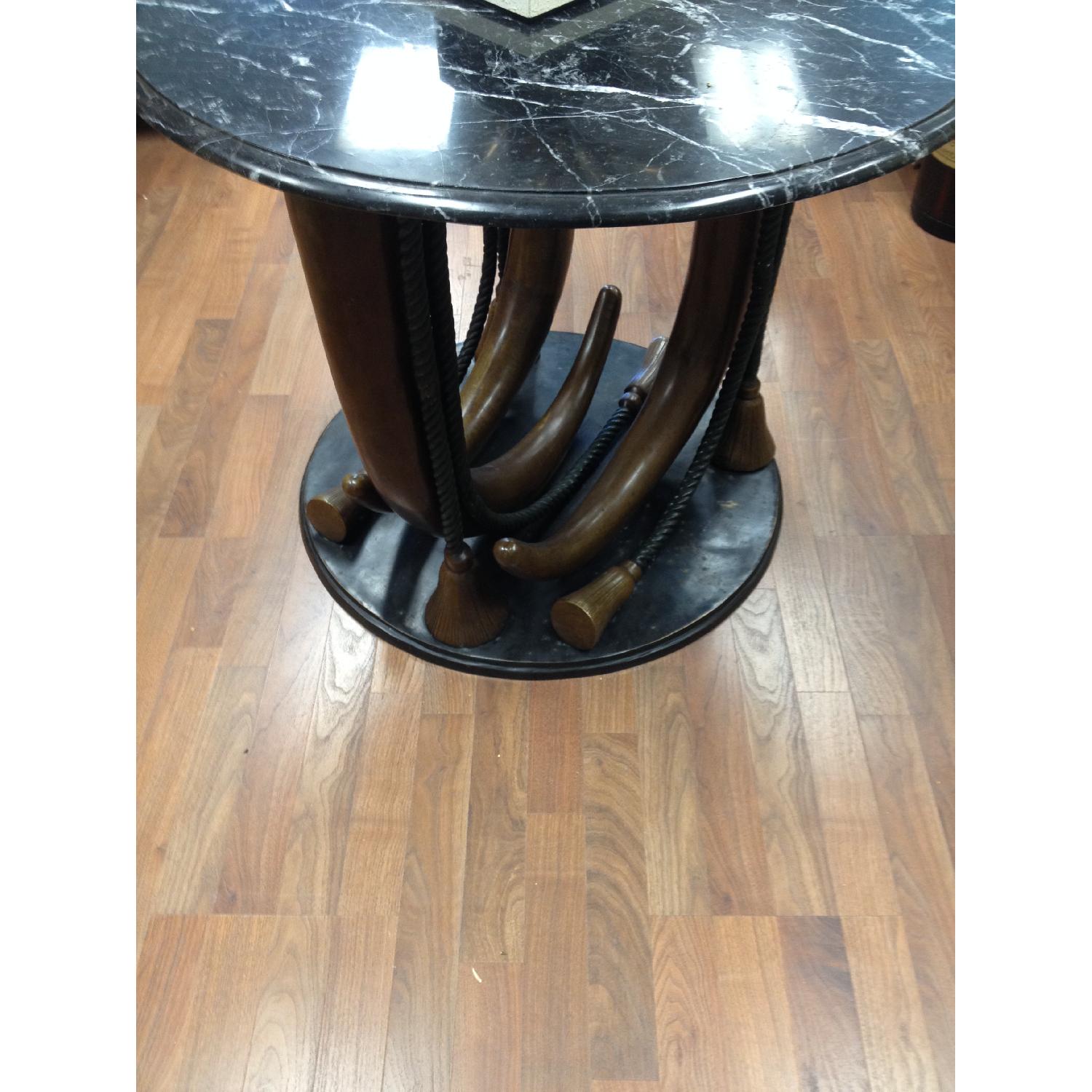 Bronze Elephant Tusk Sculptured Base Accent Dining Table - image-7