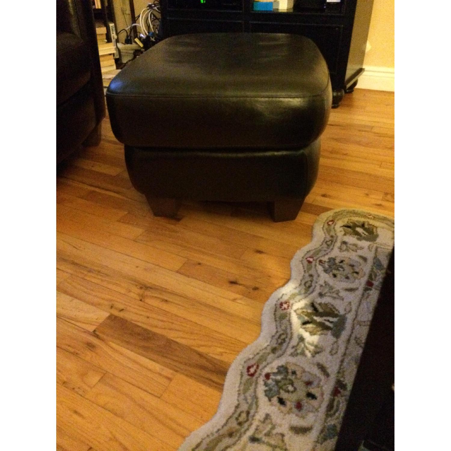 Natuzzi Chocolate Leather Club Chair w/ Ottoman - image-3