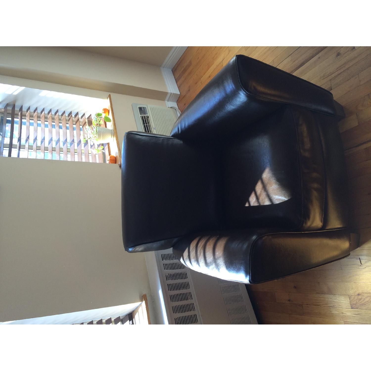 Natuzzi Chocolate Leather Club Chair w/ Ottoman - image-4