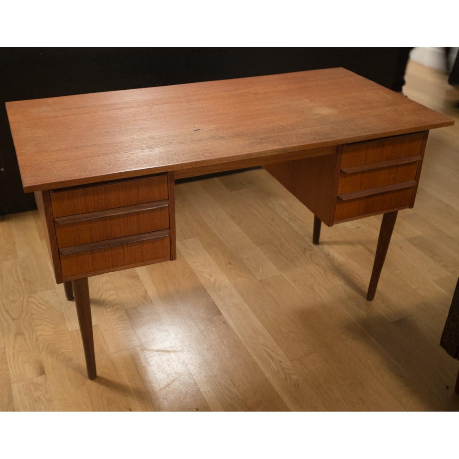 1960's MidCentury Modern Teak Solid Wood Desk AptDeco