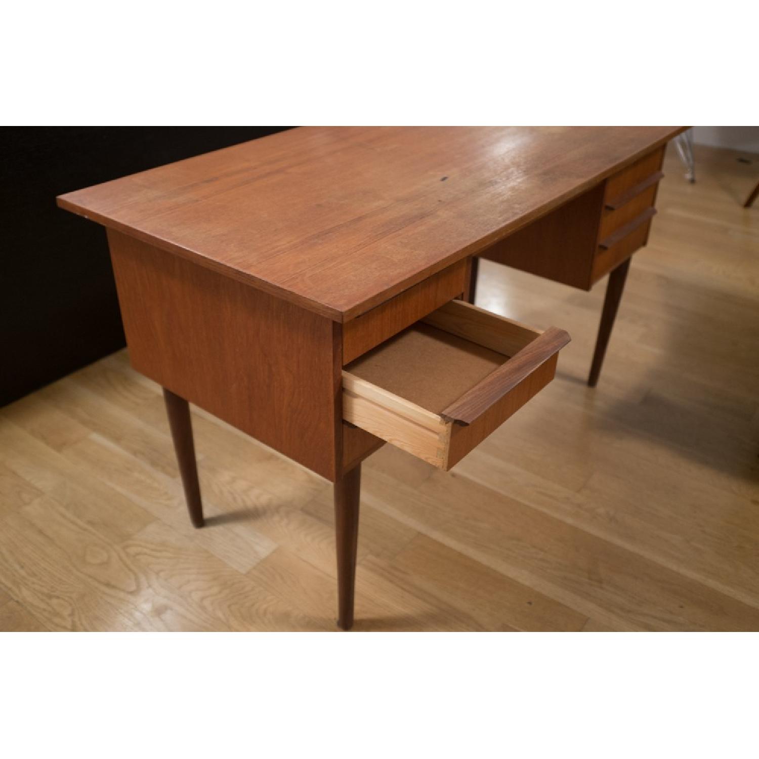 1960's MidCentury Modern Teak Solid Wood Desk AptDeco