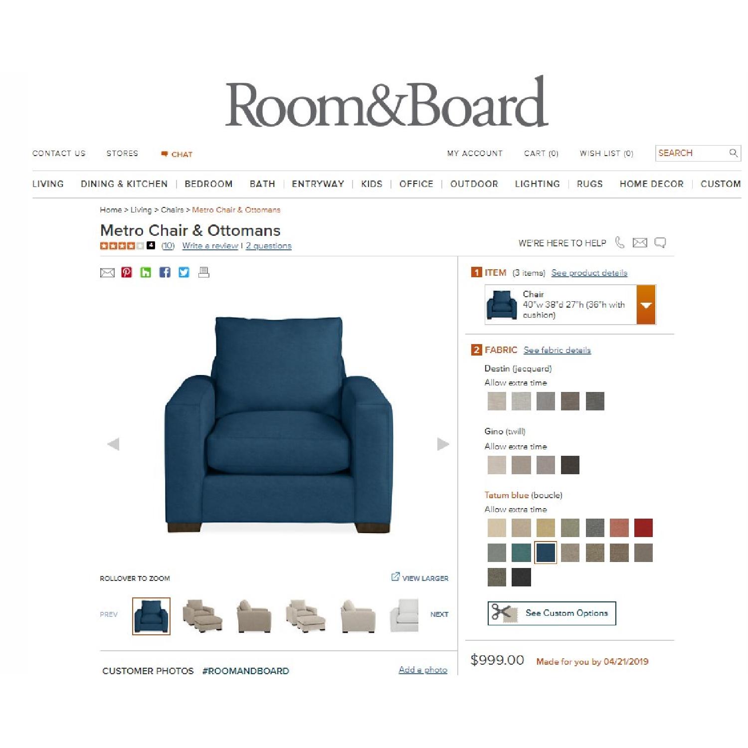 Room & Board Metro Dark Blue Accent Chair - image-5