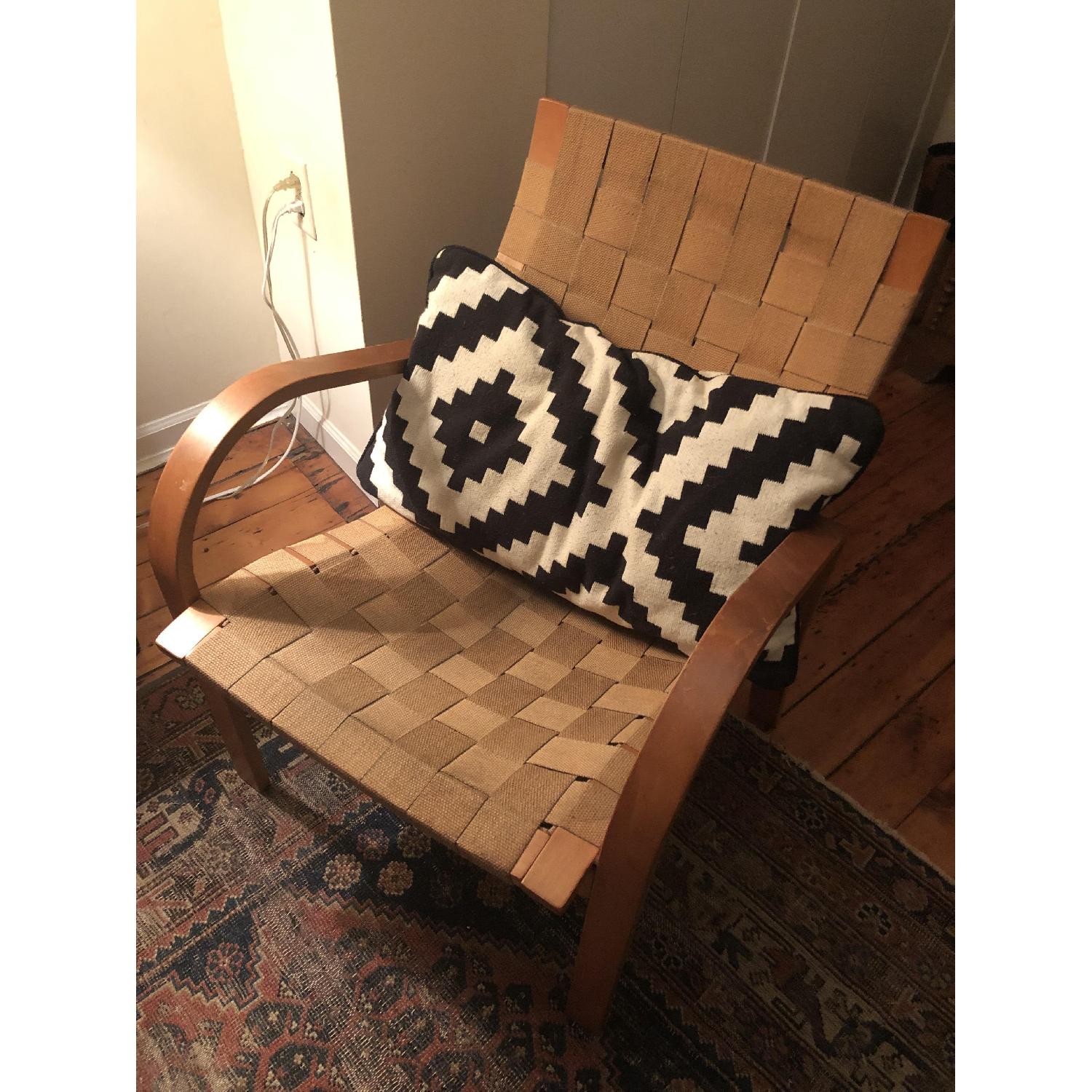 Modern Woven Wooden Armchair - image-1