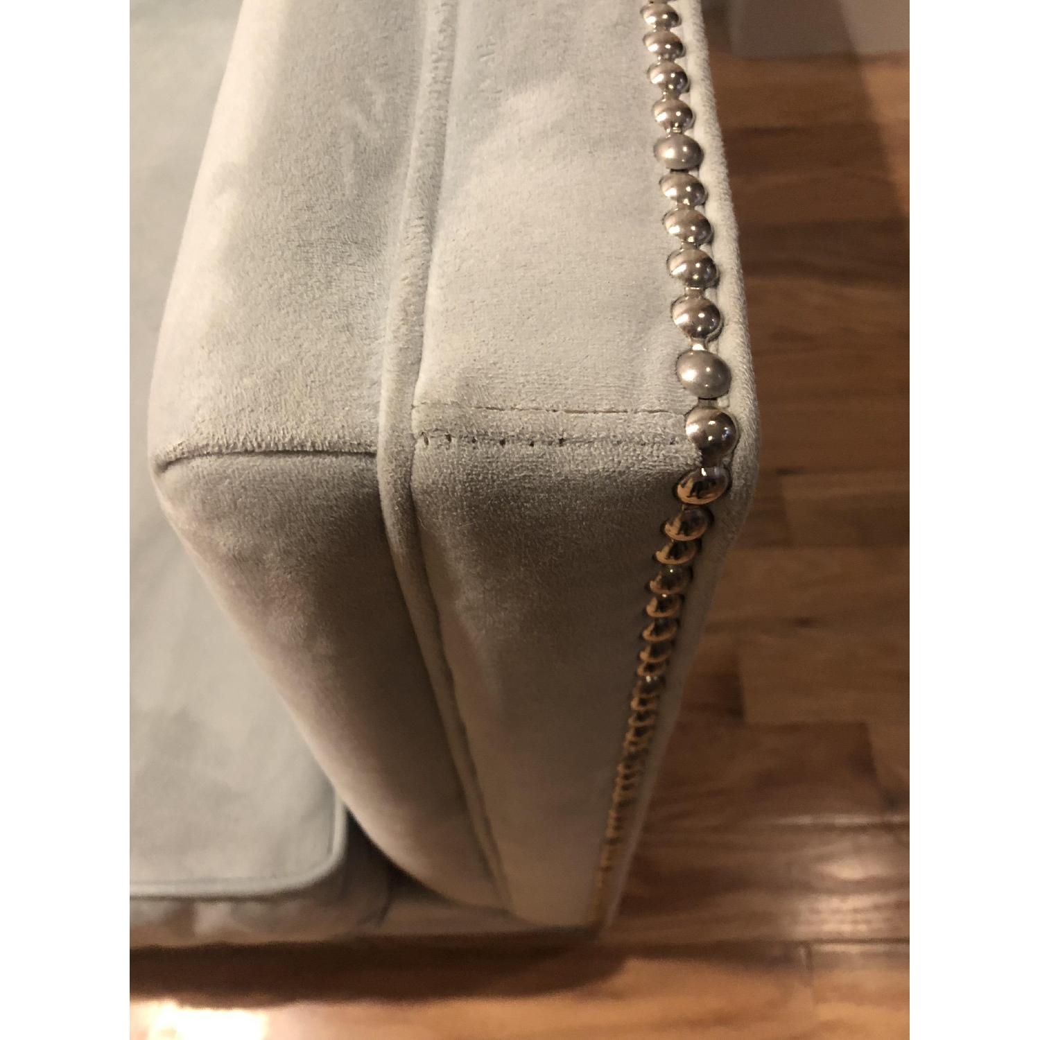 Macy's Velvet Pale Blue Sofa w/ Rivets - image-2