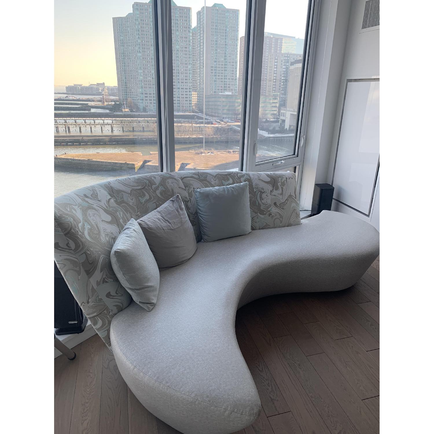 Italian Contemporary Fabric & Leather Sofa - image-1