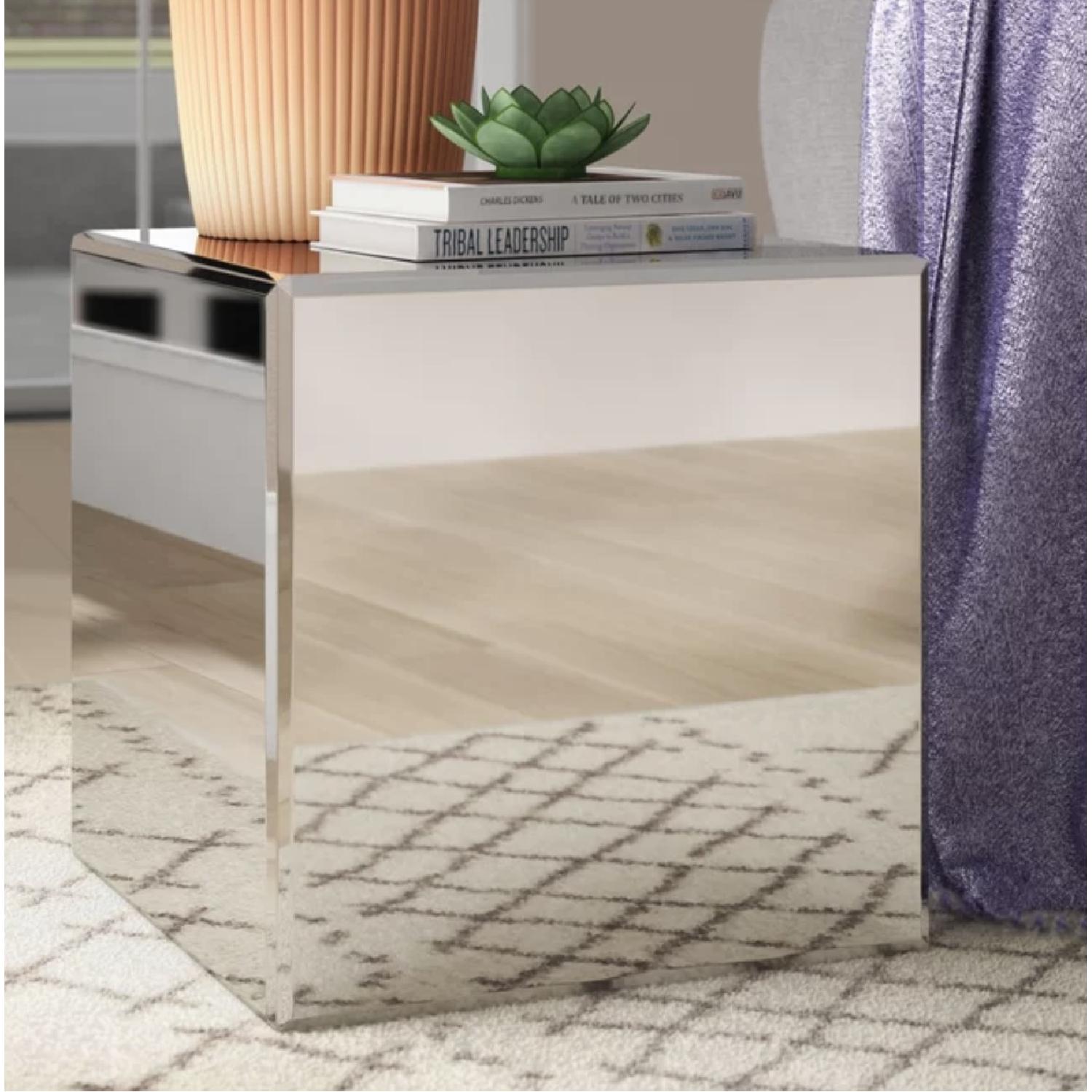 Charee Mirrored Cube End Table - image-1