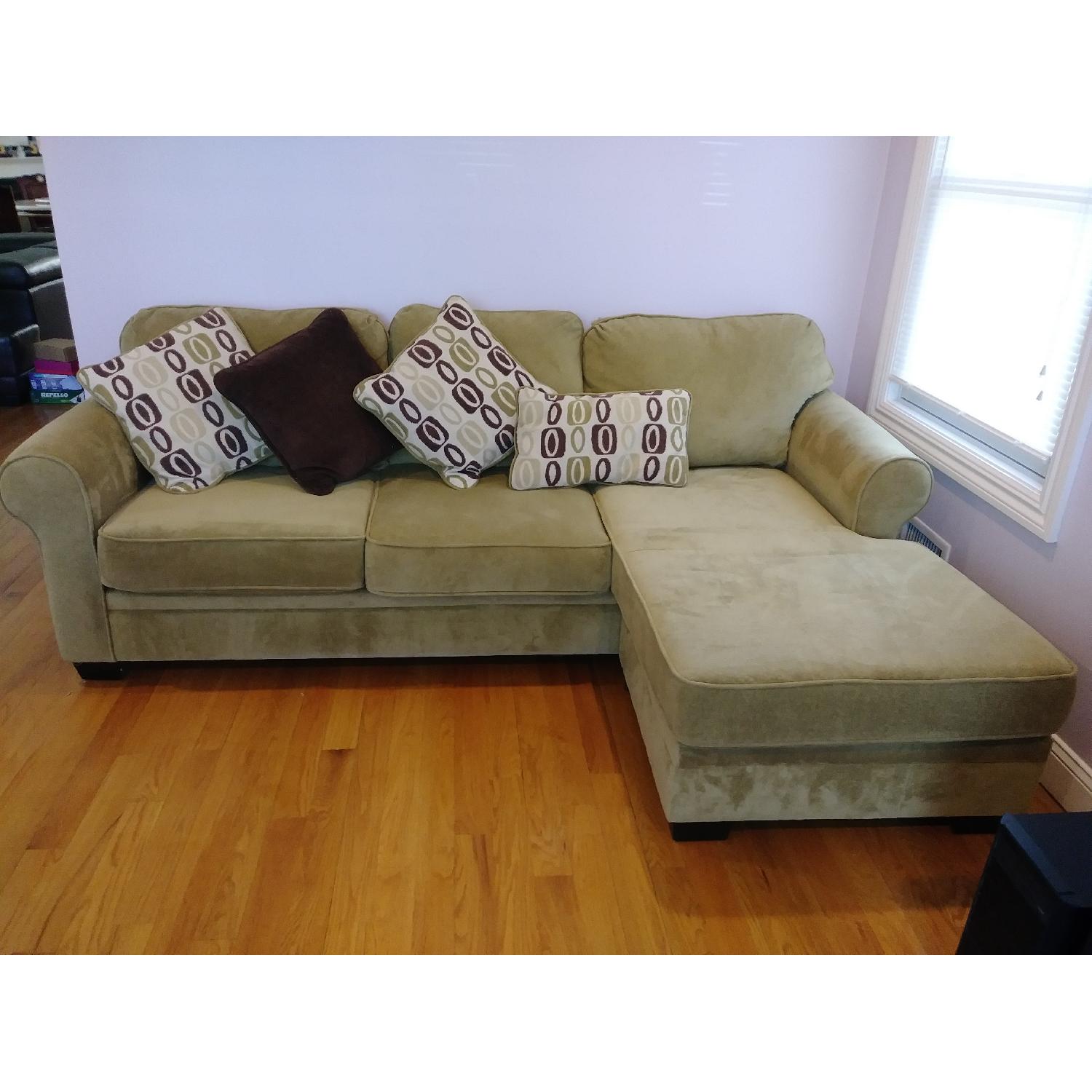 Green Terry Cloth Lounge 2-Piece Sectional Sofa - image-1