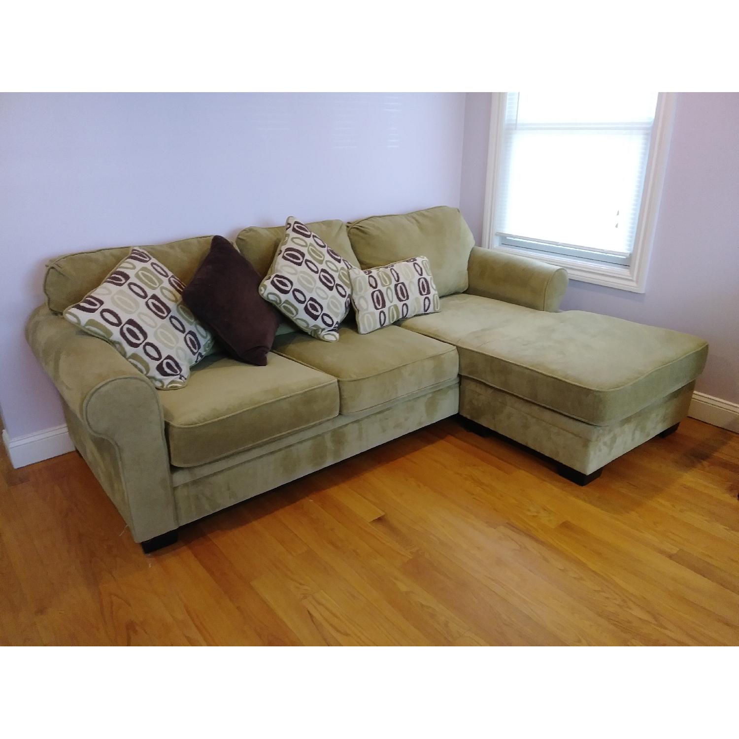 Green Terry Cloth Lounge 2-Piece Sectional Sofa - image-2
