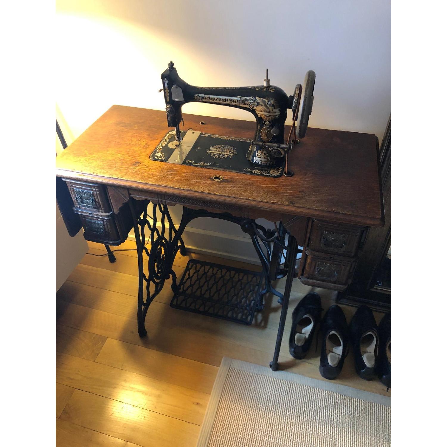 Antique Treadle Singer Sewing Machine Table - image-2