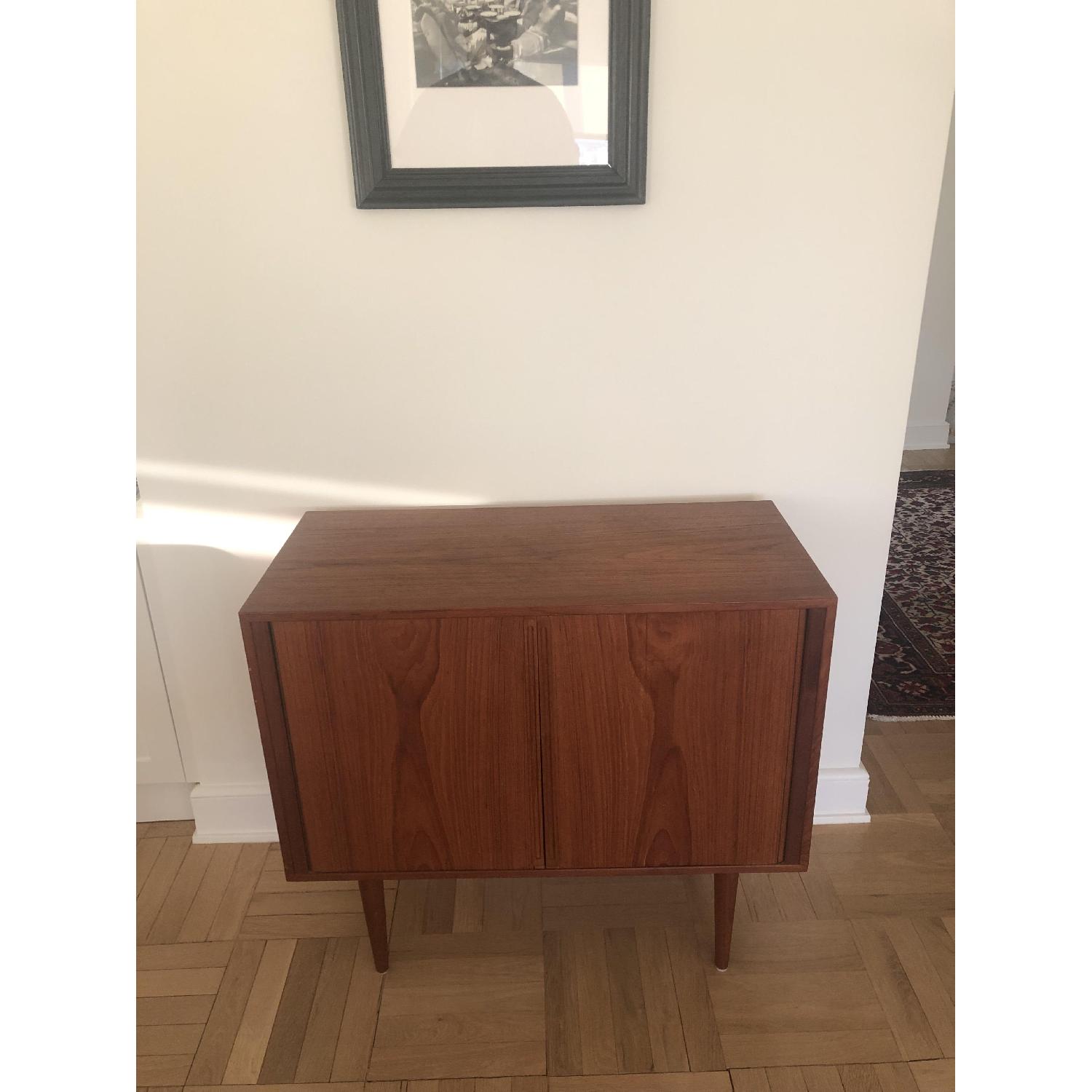 Mid Century Modern Record Storage w/ Sliding Accordion Doors - image-1