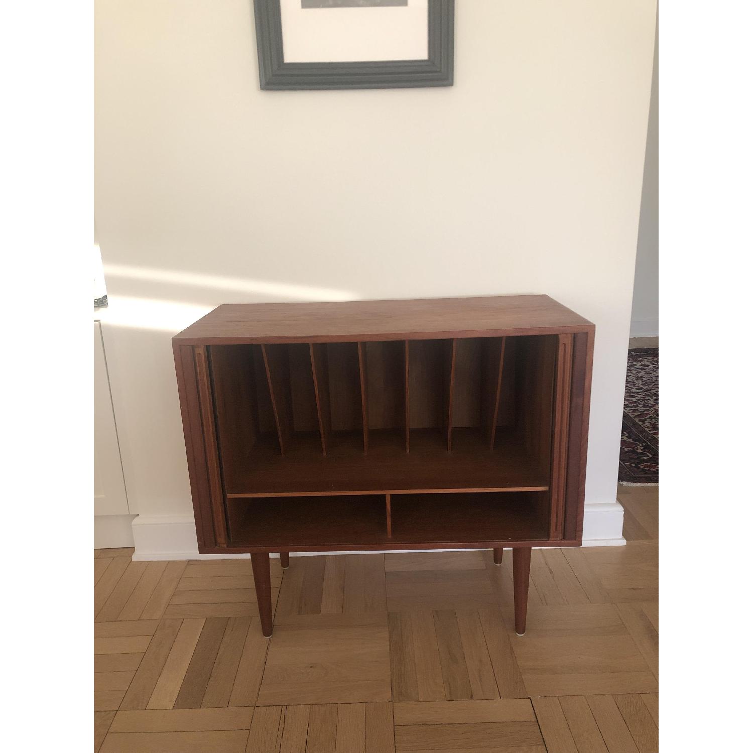 Mid Century Modern Record Storage w/ Sliding Accordion Doors - image-2