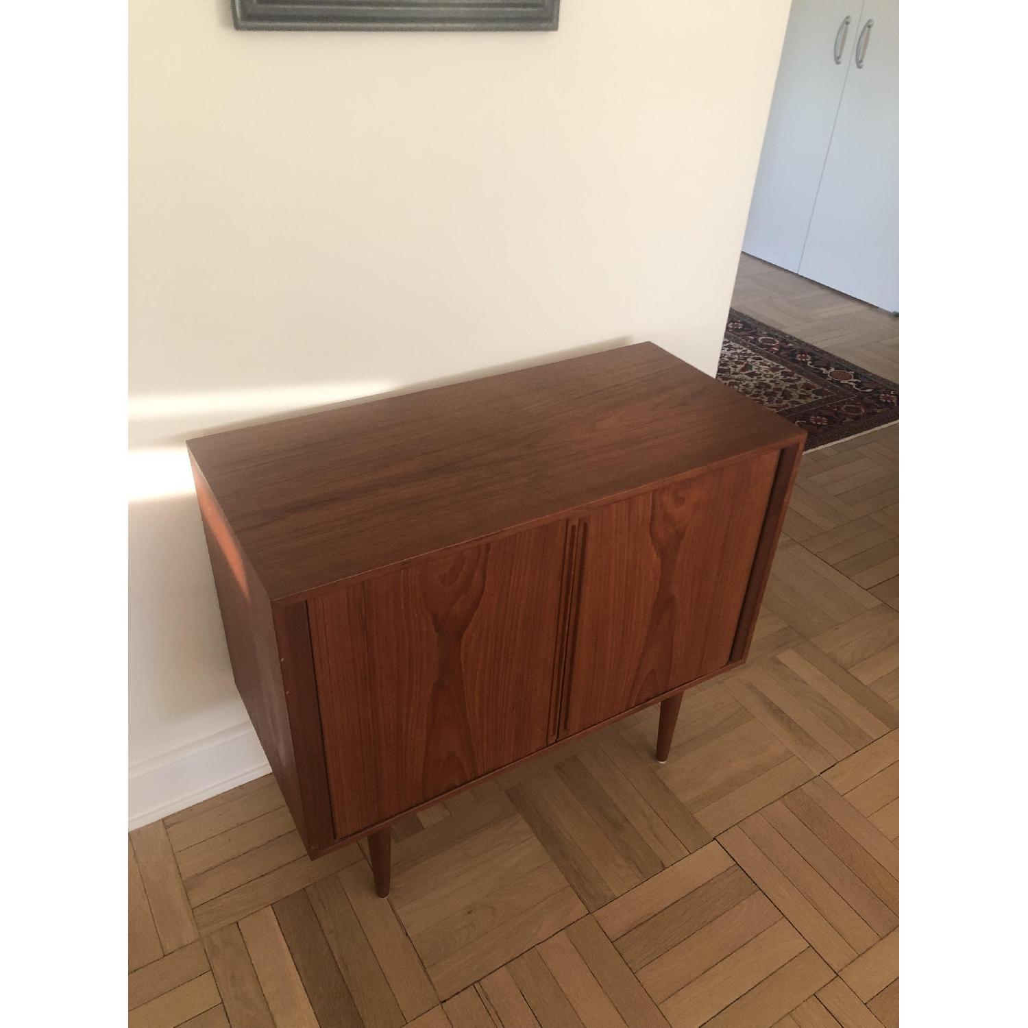 Mid Century Modern Record Storage w/ Sliding Accordion Doors - image-3