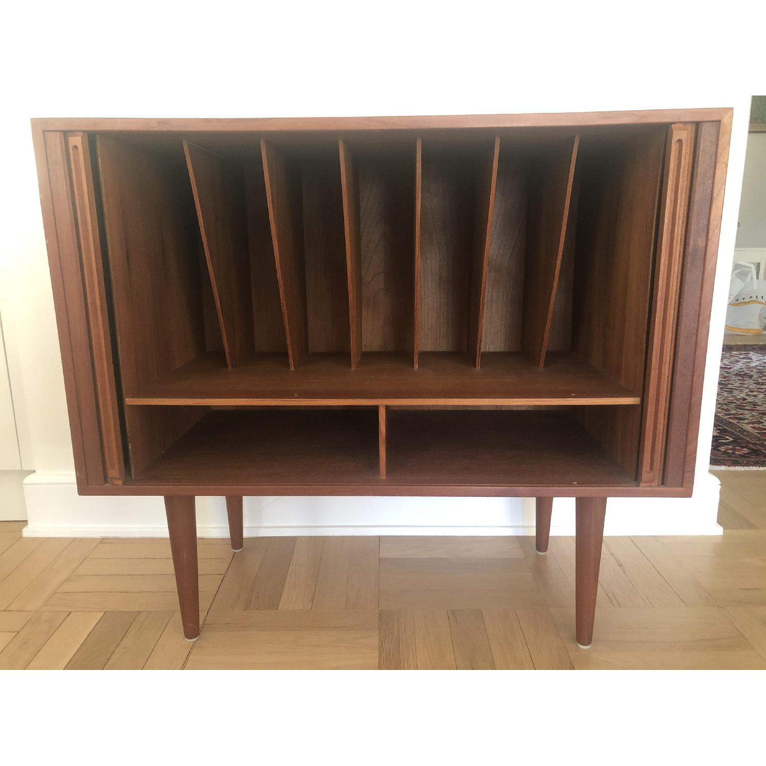Mid Century Modern Record Storage w/ Sliding Accordion Doors - image-5
