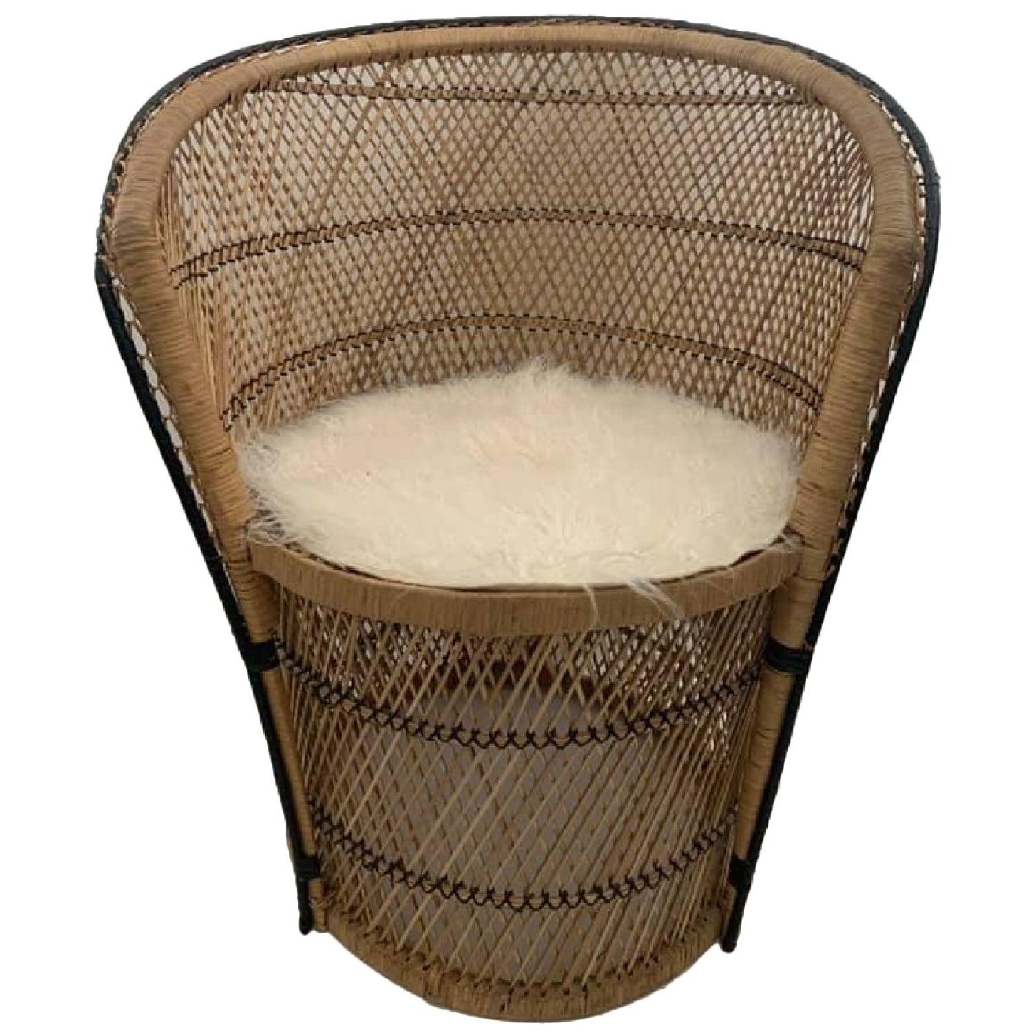 Vintage Boho Wicker/Rattan Peacock Chair - image-0