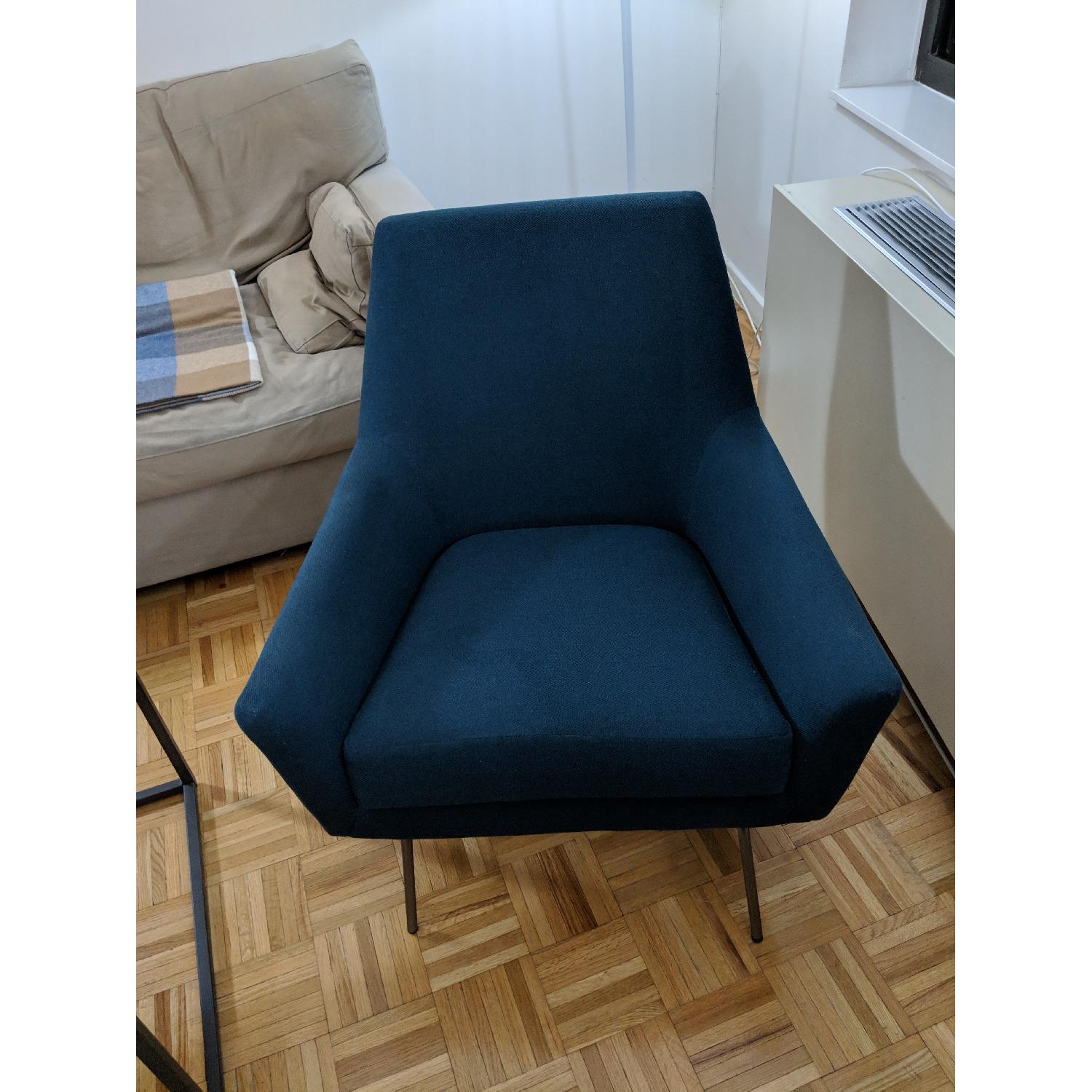 West Elm Lucas Wire Base Chair in Twill Regal Blue - image-1