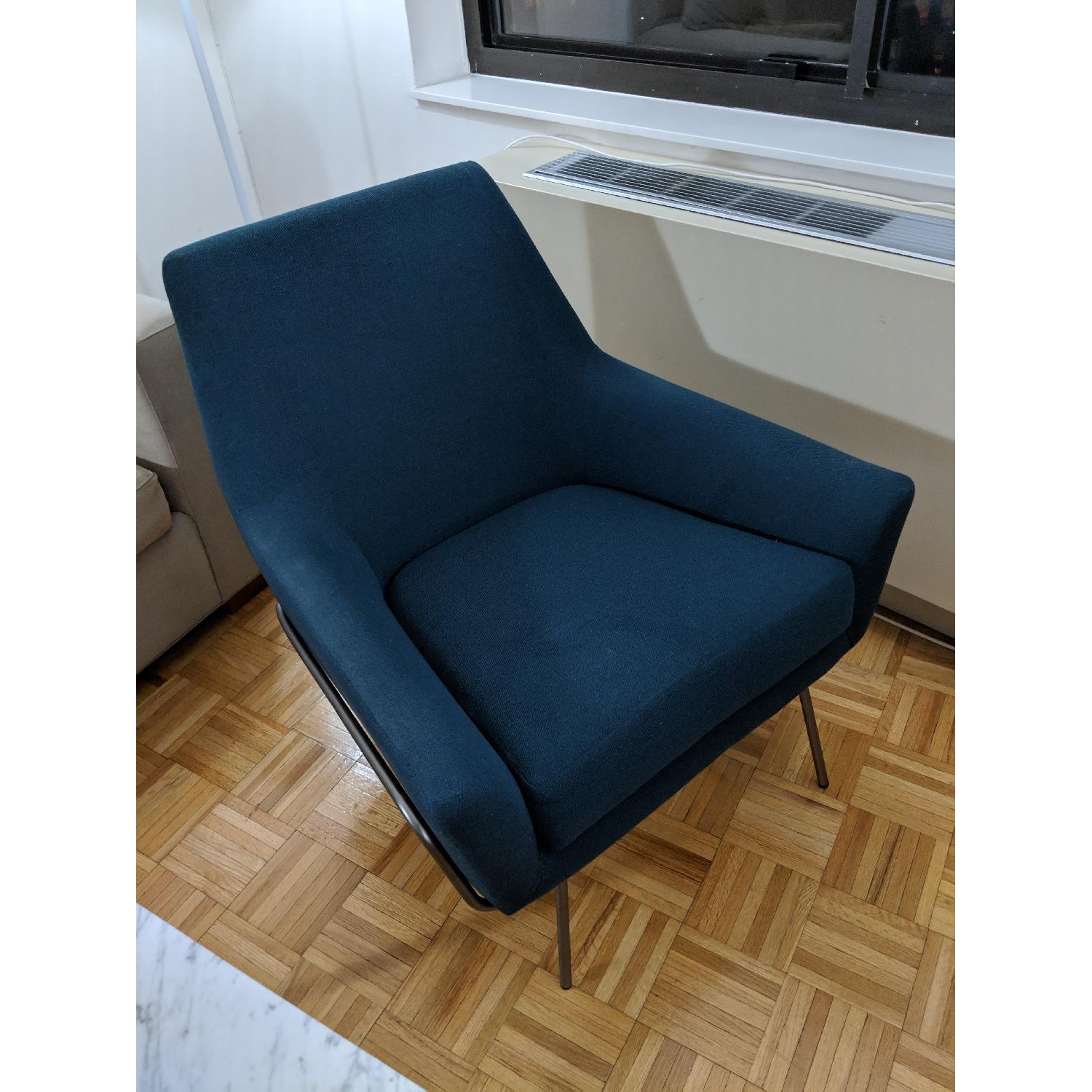West Elm Lucas Wire Base Chair in Twill Regal Blue - image-2