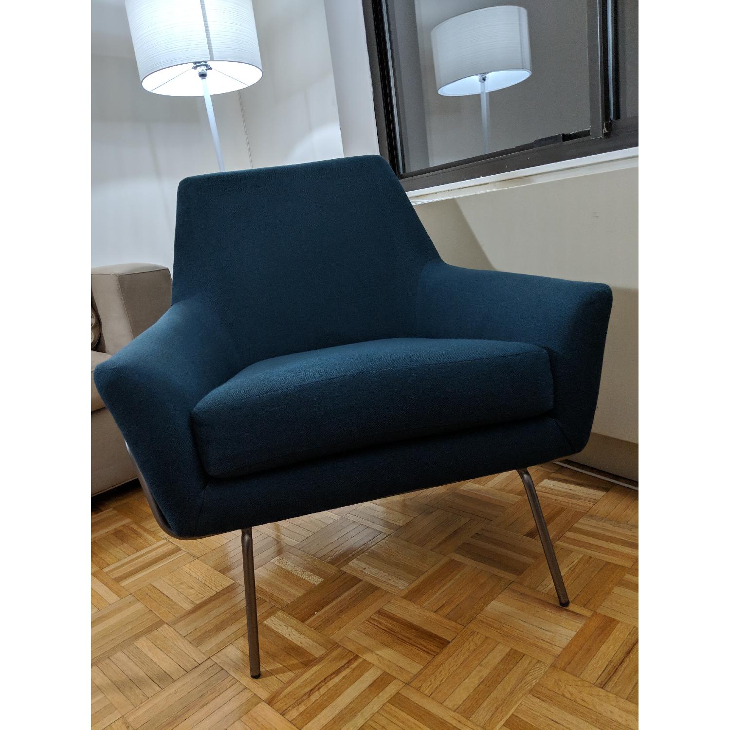 West Elm Lucas Wire Base Chair in Twill Regal Blue - image-3