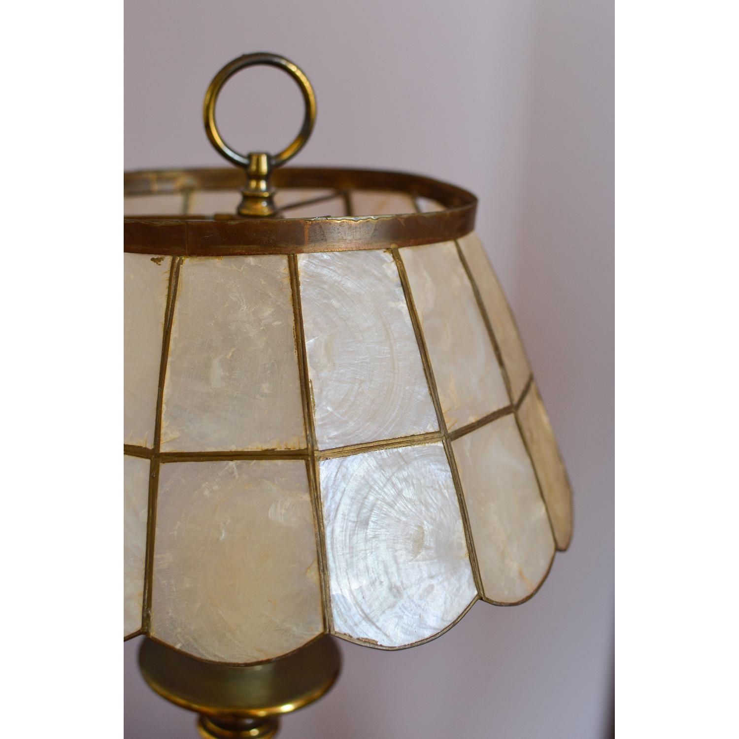 Vintage Brass Lamp w/ Capiz Shell Lampshade - image-2