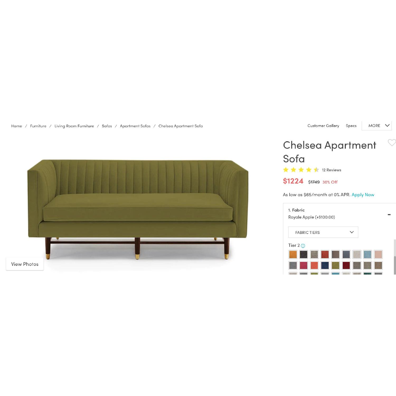 JoyBird Chelsea Apartment Sofa in Royal Apple Green - image-1