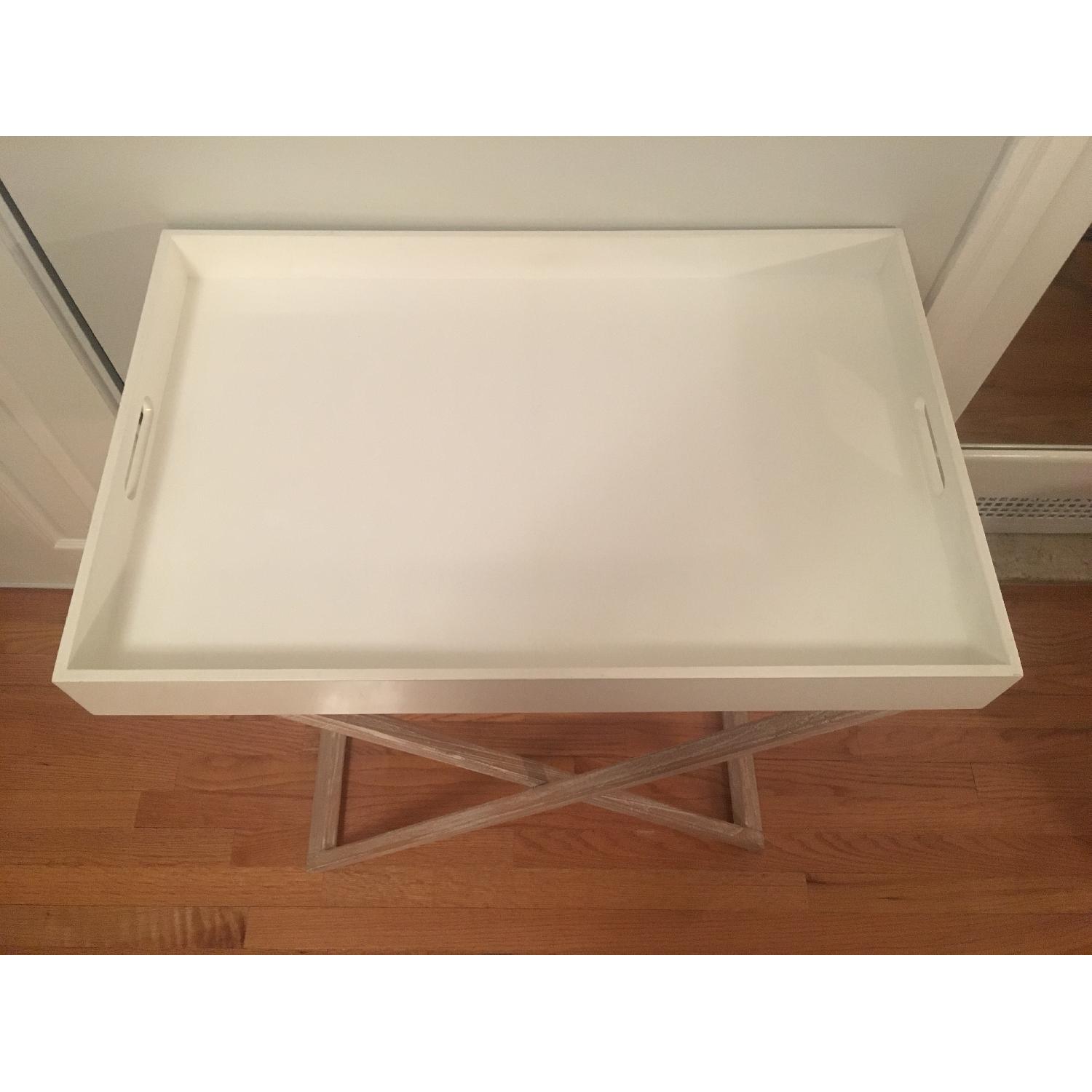 West Elm Butler Tray Table in White Lacquer & White Wood - image-1
