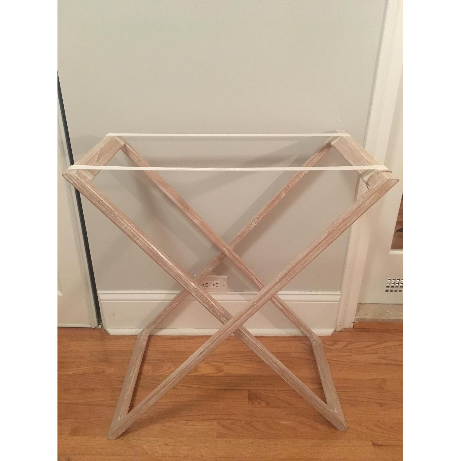 West Elm Butler Tray Table in White Lacquer & White Wood - image-2