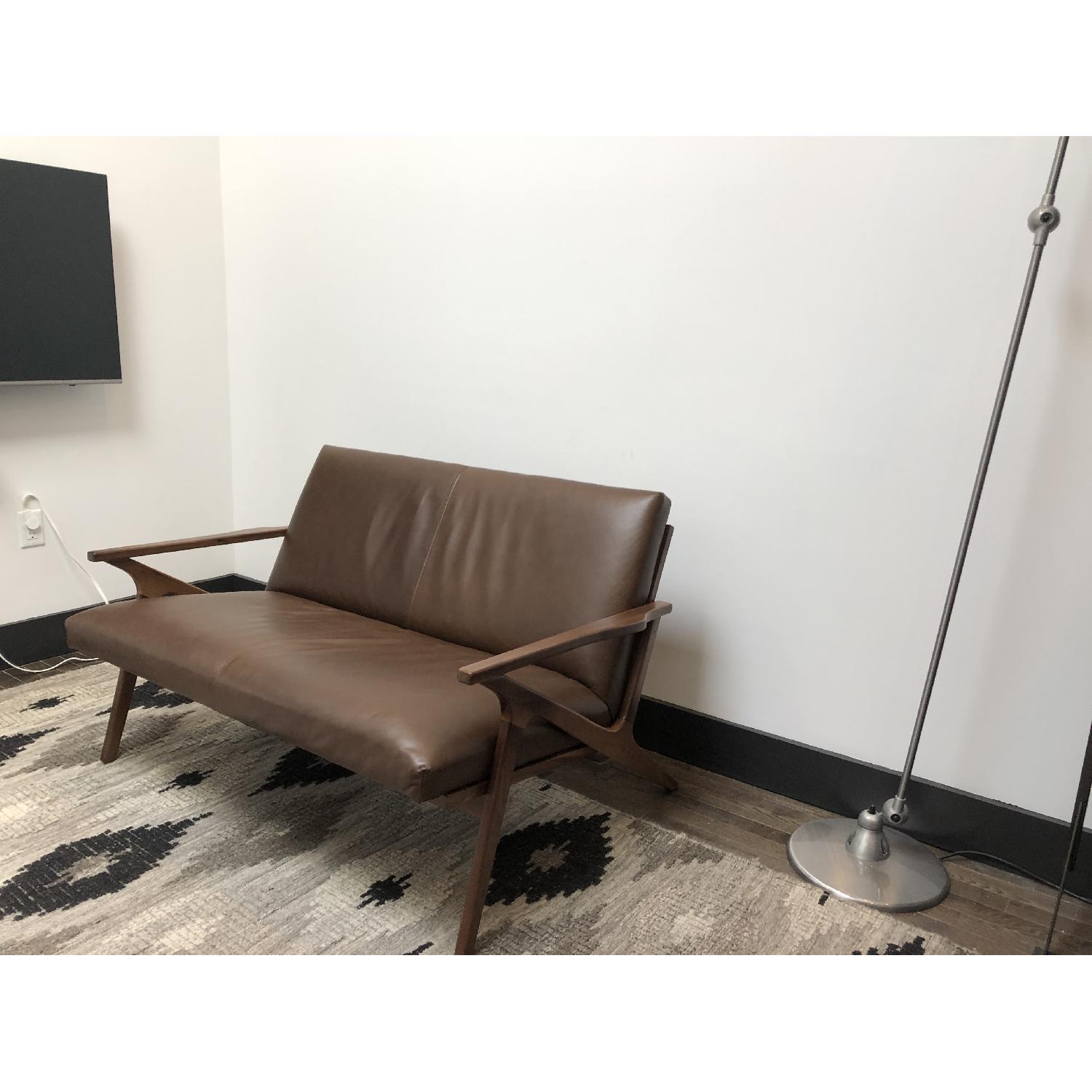 Crate & Barrel Cavett Leather Loveseat - image-1