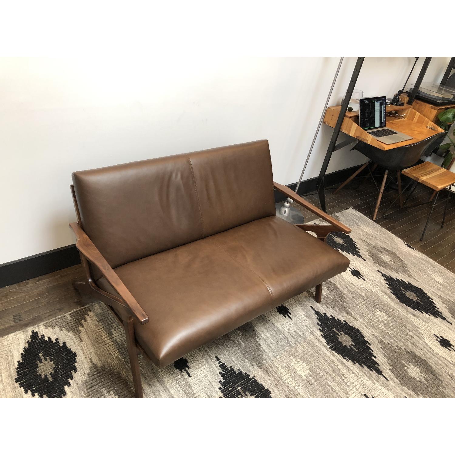 Crate & Barrel Cavett Leather Loveseat - image-2