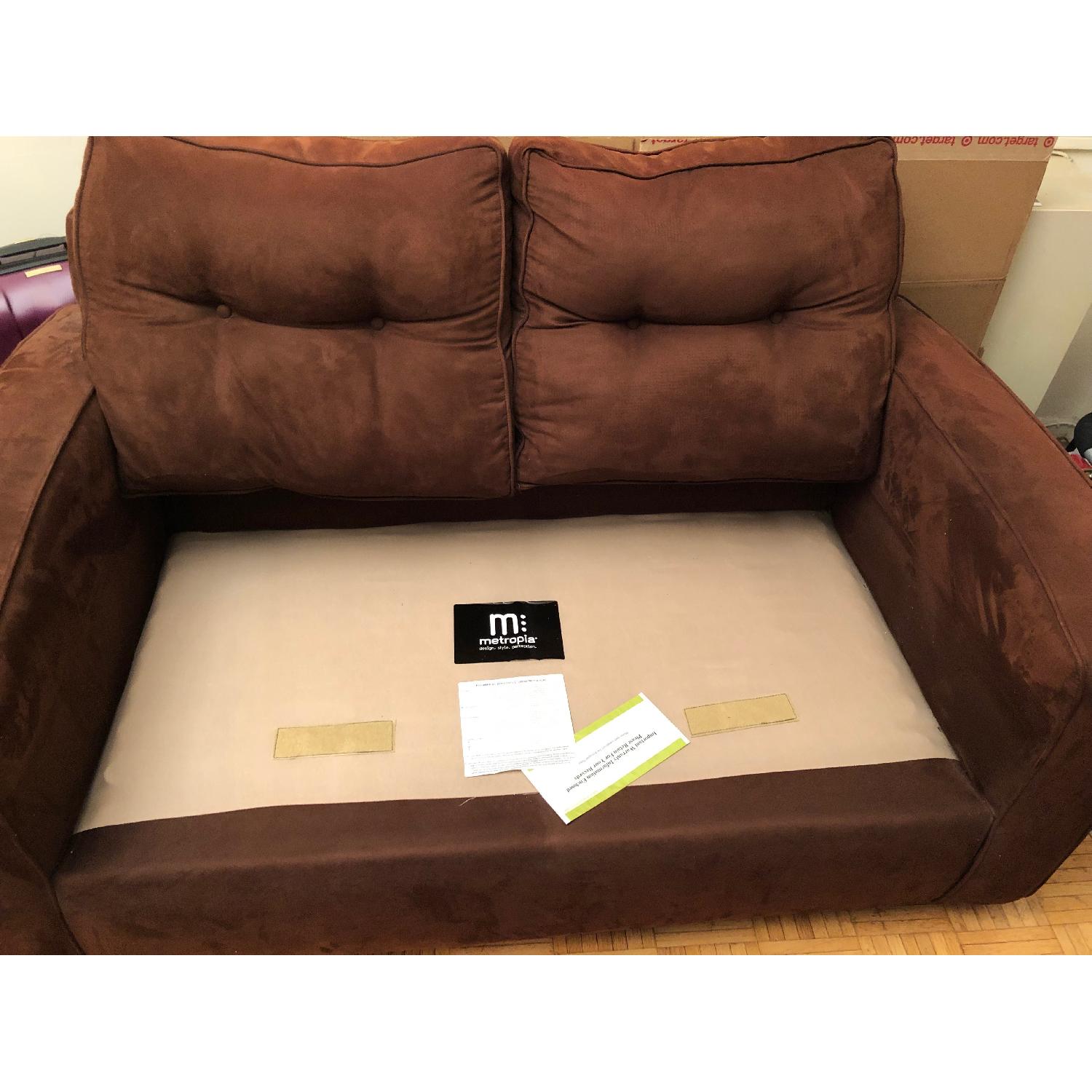 Metropia Brown Suede Loveseat - image-3