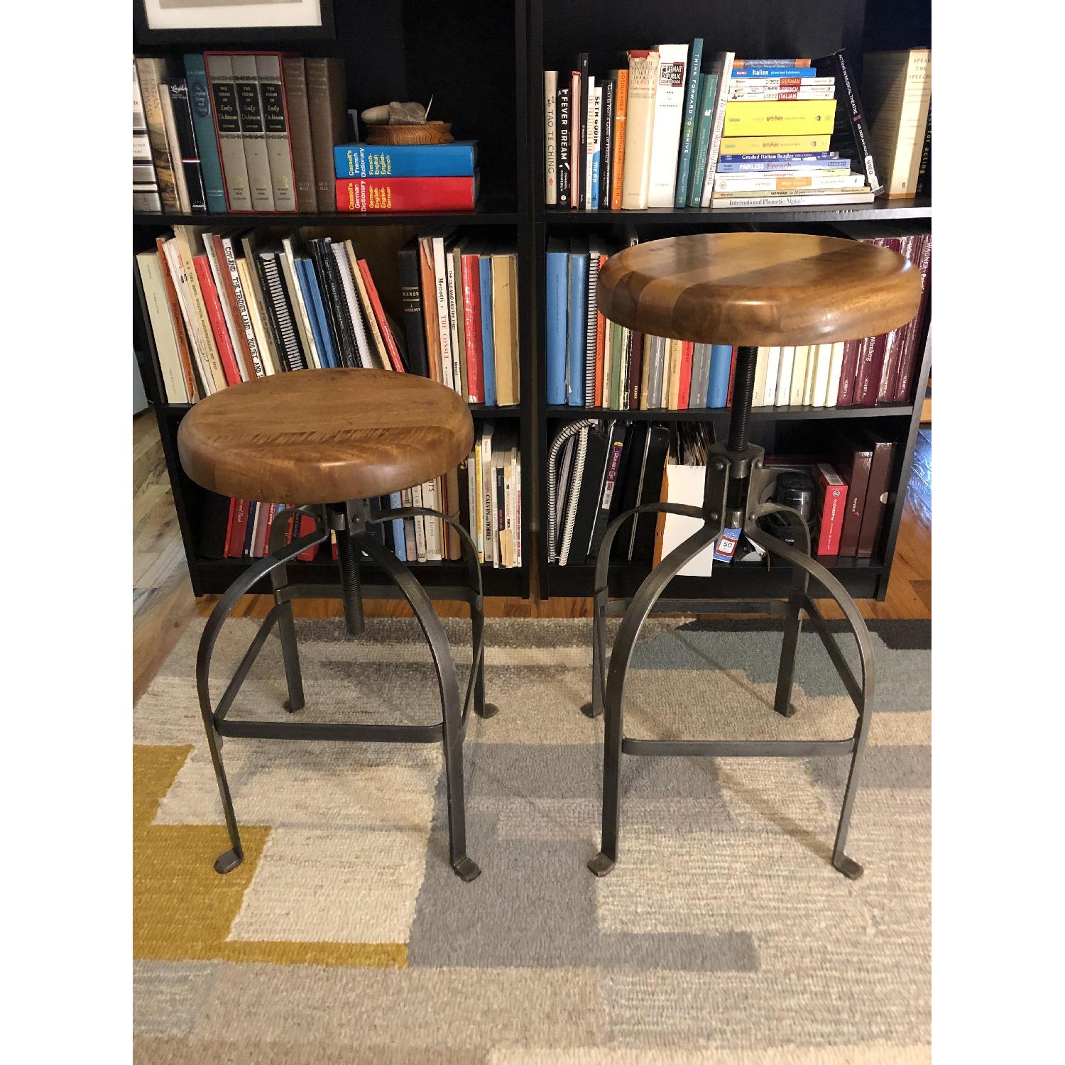 World Market Adjustable Round Wood & Metal Stool - image-1