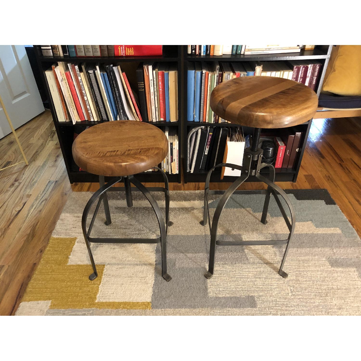 World Market Adjustable Round Wood & Metal Stool - image-2