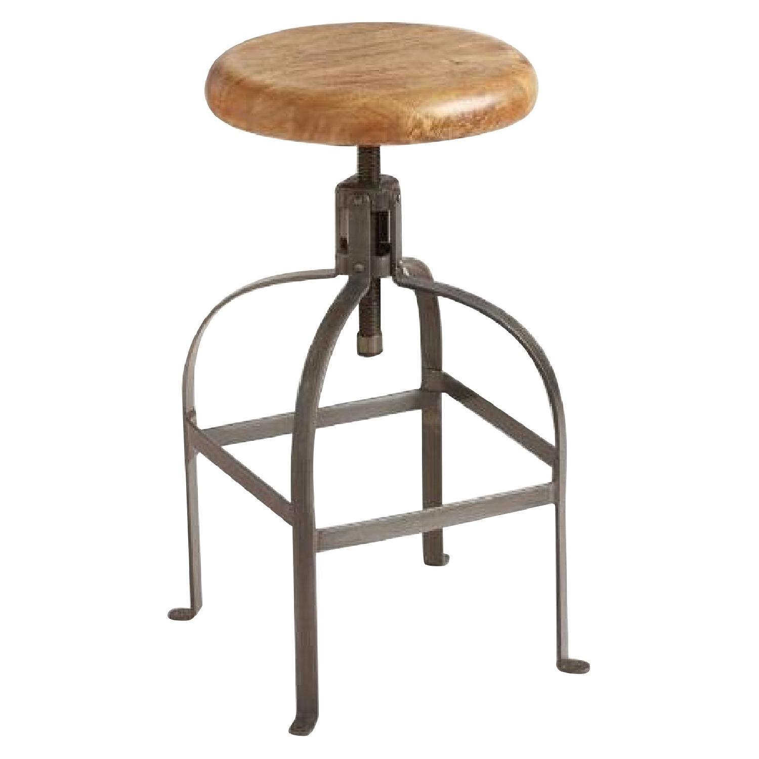 World Market Adjustable Round Wood & Metal Stool - image-0