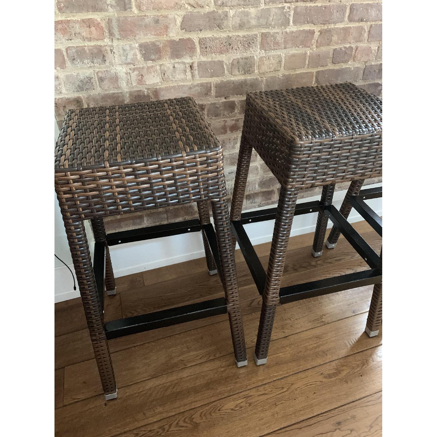Wicker & Wood Bar Stools - image-1