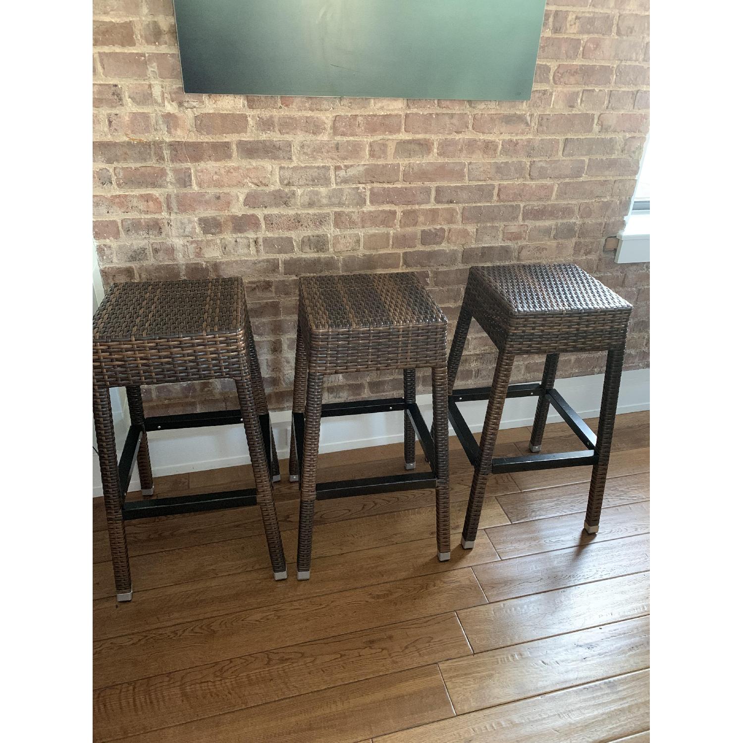 Wicker & Wood Bar Stools - image-2