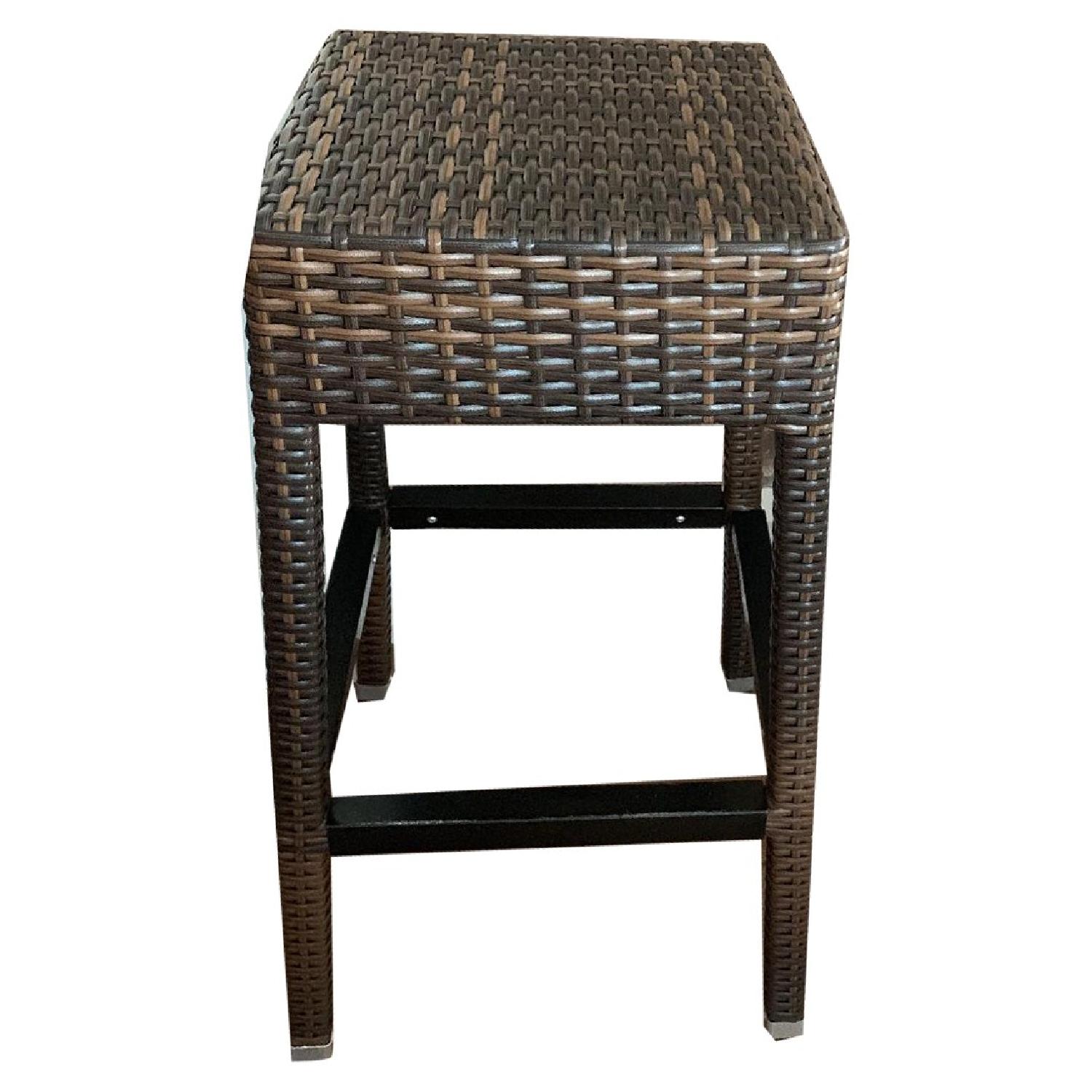 Wicker & Wood Bar Stools - image-0