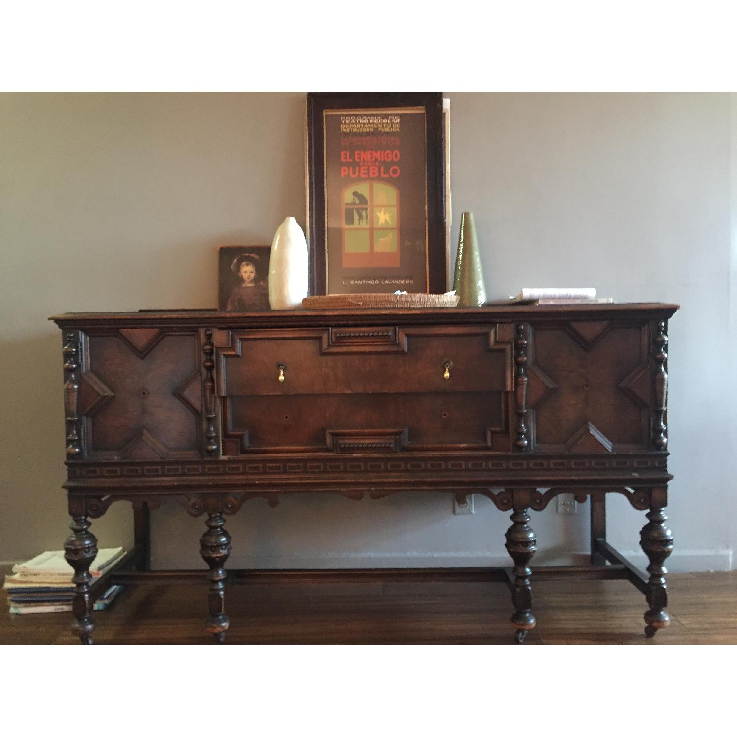 Vintage Handcrafted 1950's Wood Buffet Table - image-1